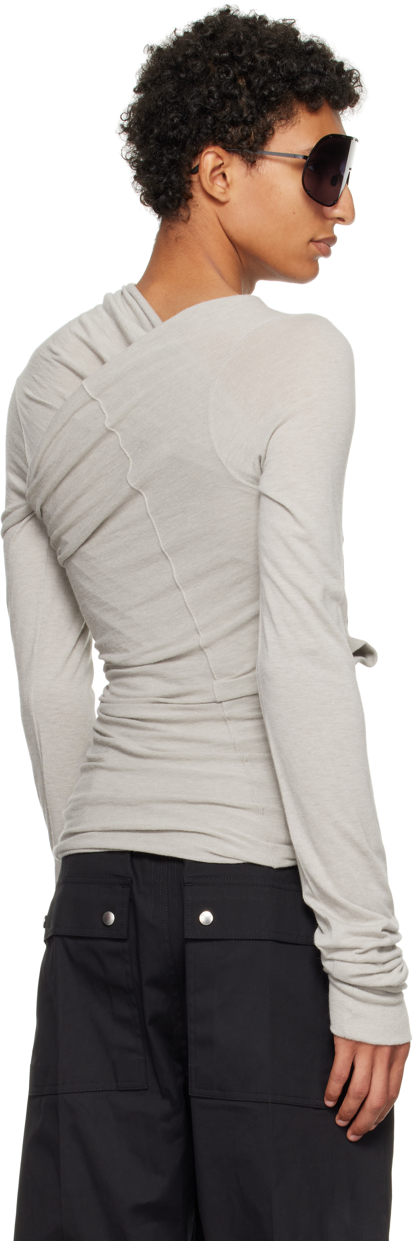Rick Owens Off-white Concordians Hollywood Banana Ls T-shirt In Gray