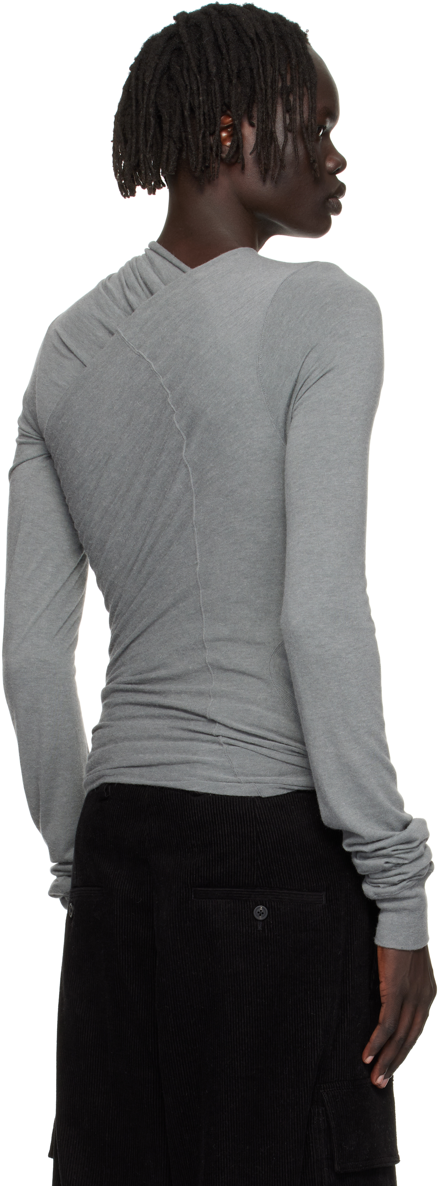 Rick Owens Gray Concordians Hollywood Banana Ls T-shirt In Gray