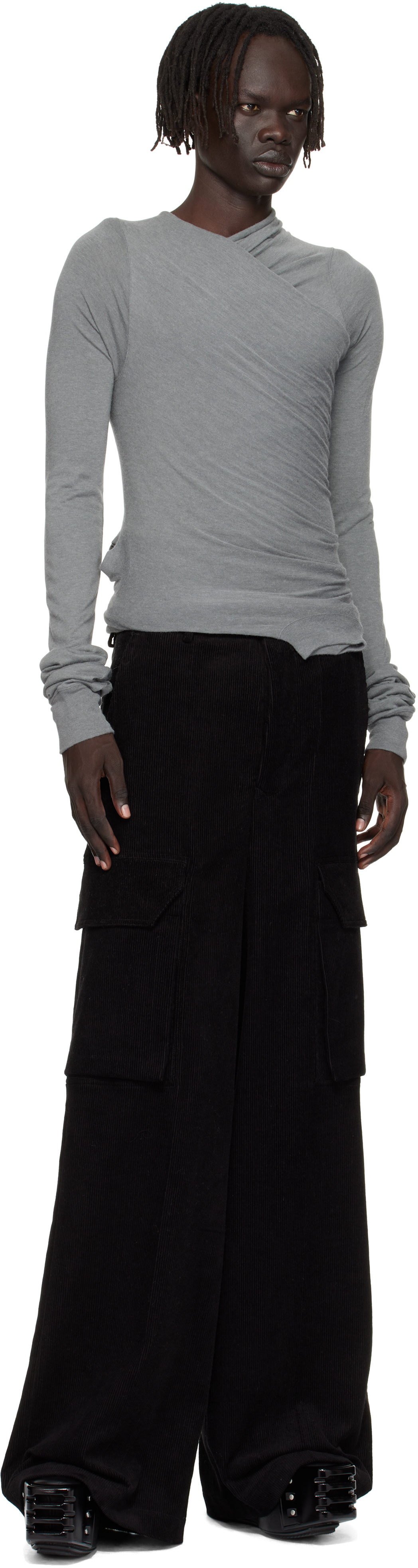 Rick Owens Gray Concordians Hollywood Banana Ls T-shirt In Gray