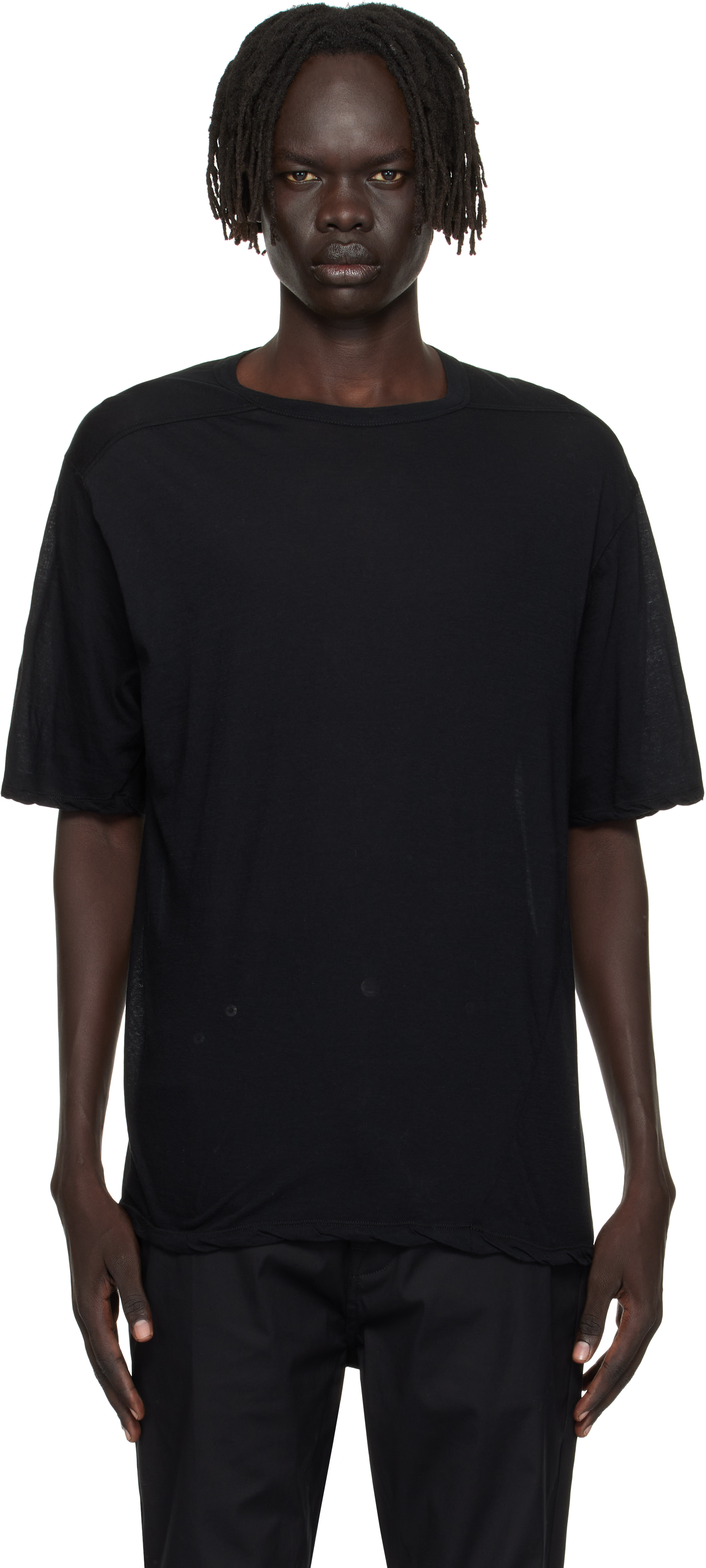 RICK OWENS 無地T ブラック Rick Owens（Tシャツ/カットソー(半袖/袖なし) ・ ブラック/黒色