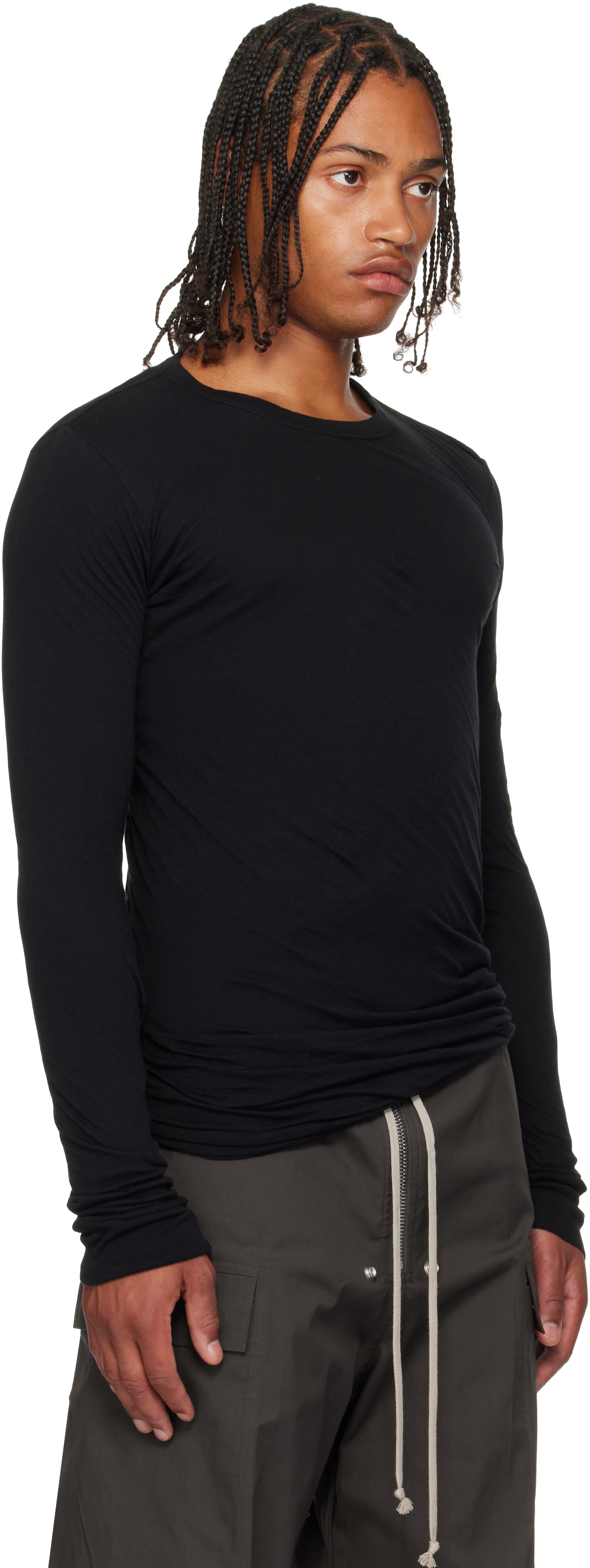 Rick Owens Black Concordians Basic Ls T-shirt In Black