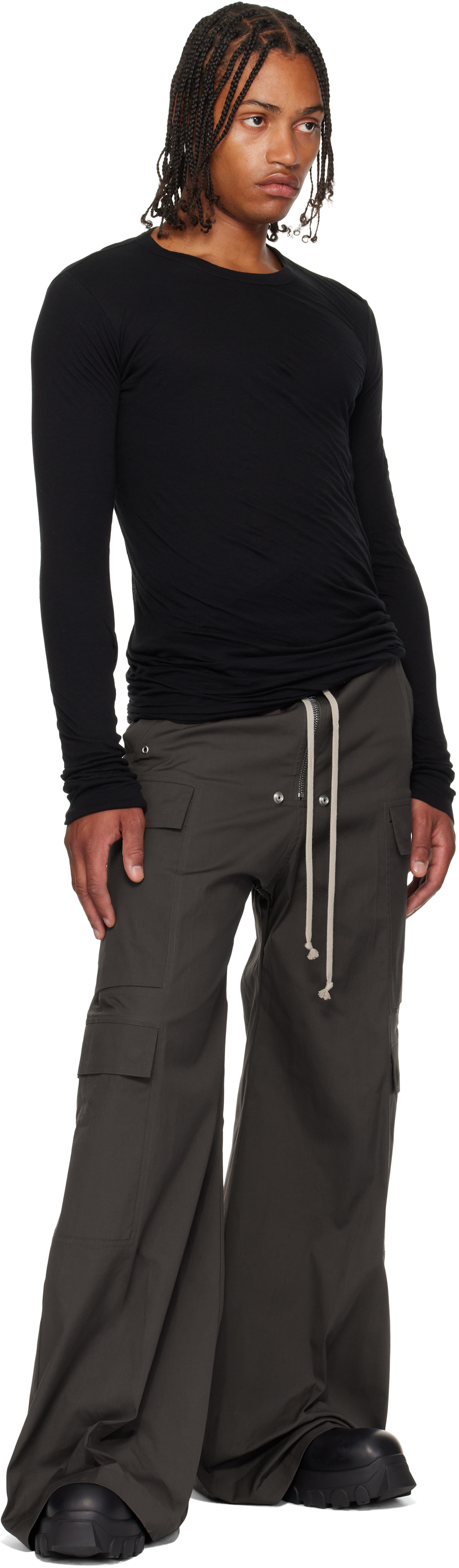 Rick Owens Black Concordians Basic Ls T-shirt In Black