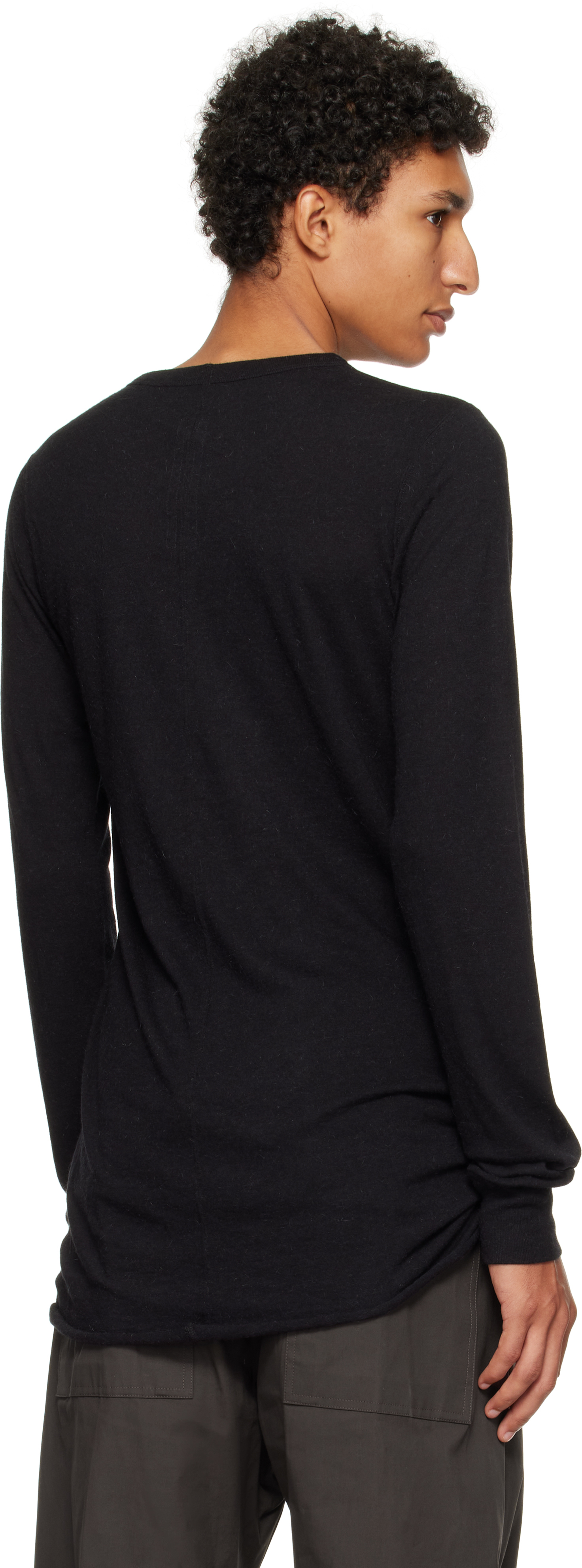 Rick Owens Black Concordians Basic Ls T-shirt In Black