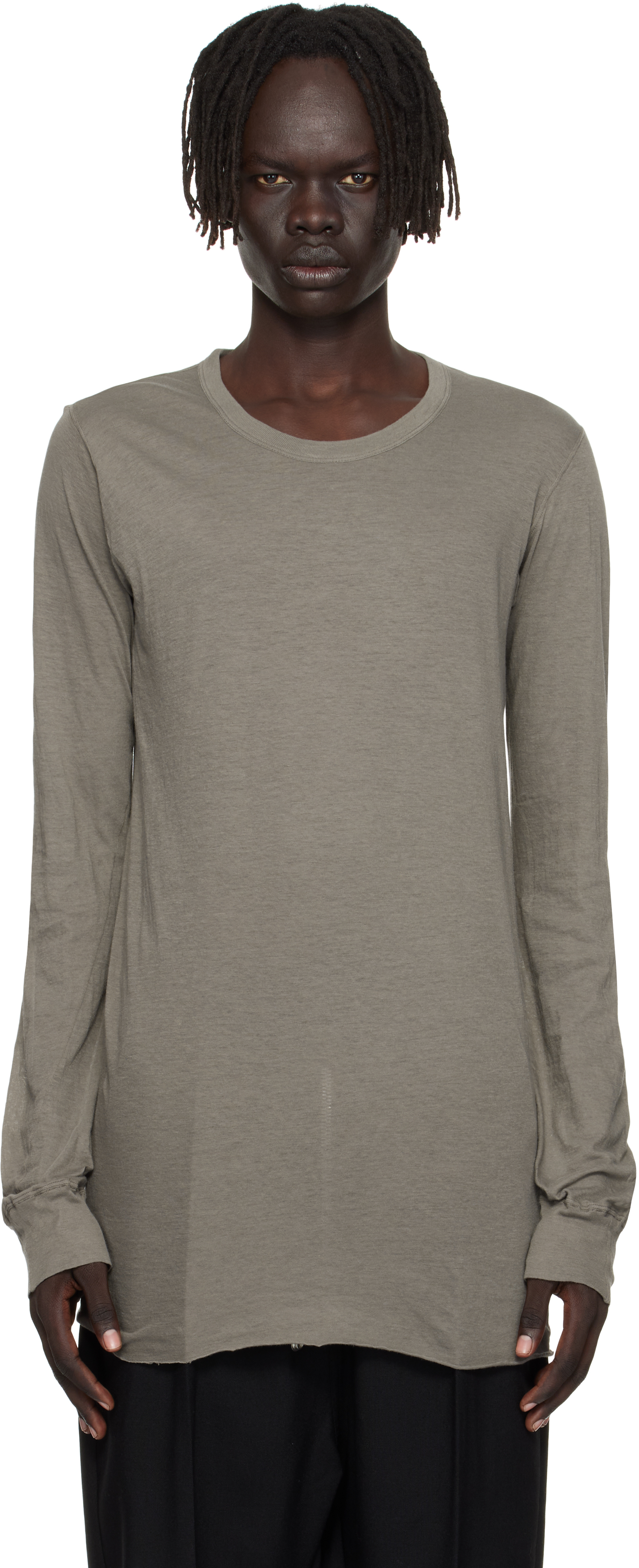 Rick Owens Gray Concordians Basic Ls T-shirt In Neutral