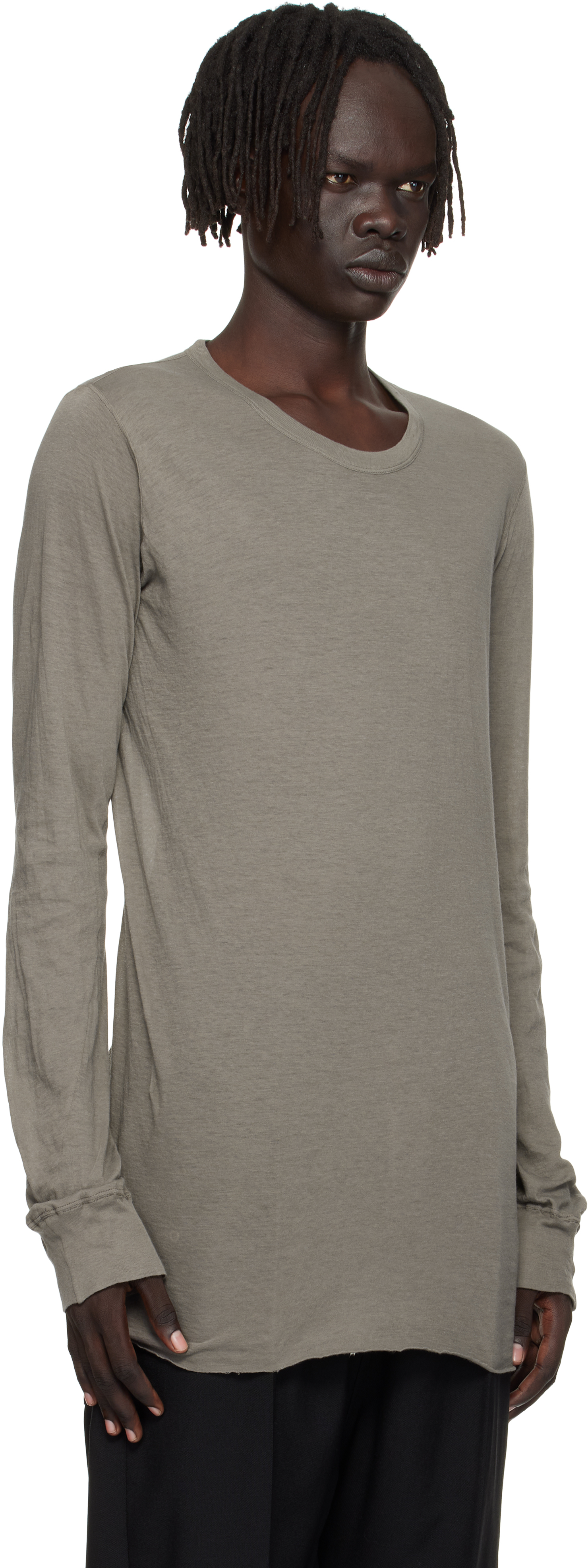 Rick Owens Gray Concordians Basic Ls T-shirt In Neutral