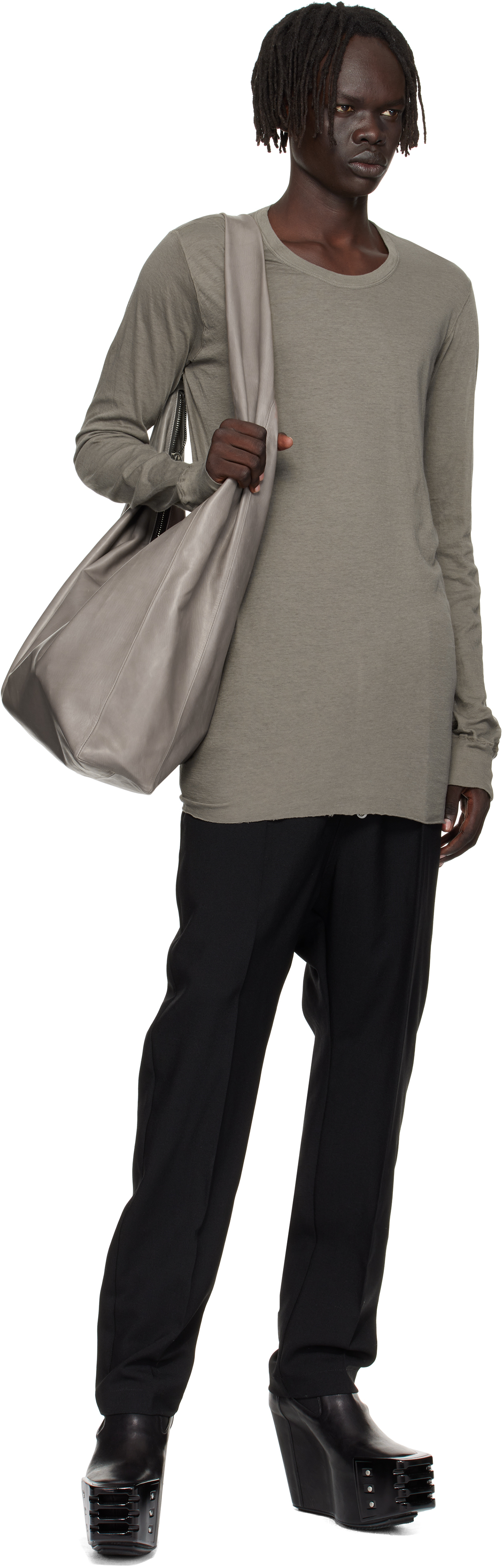Rick Owens Gray Concordians Basic Ls T-shirt In Neutral