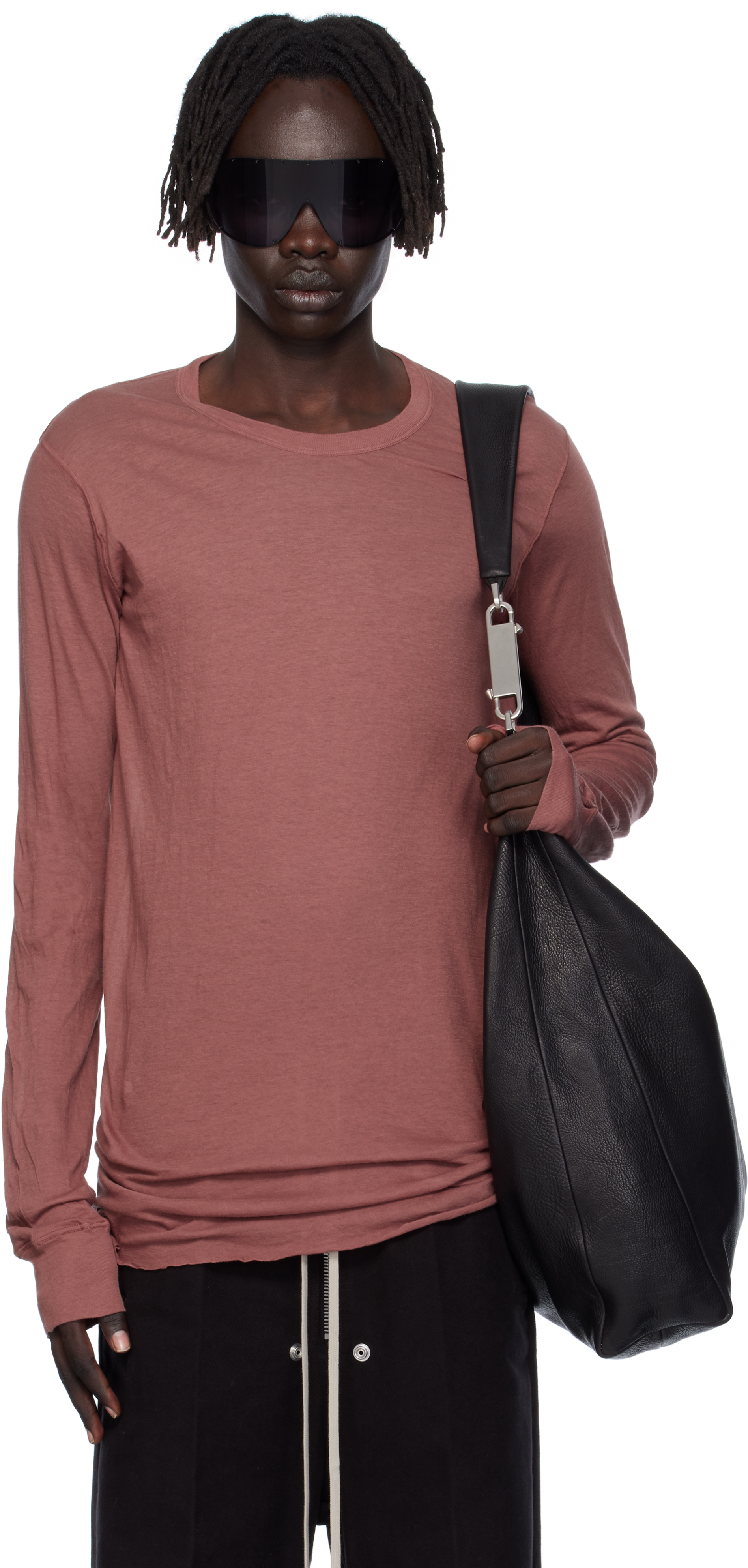Rick Owens Pink Concordians Basic Ls T-shirt In Burgundy