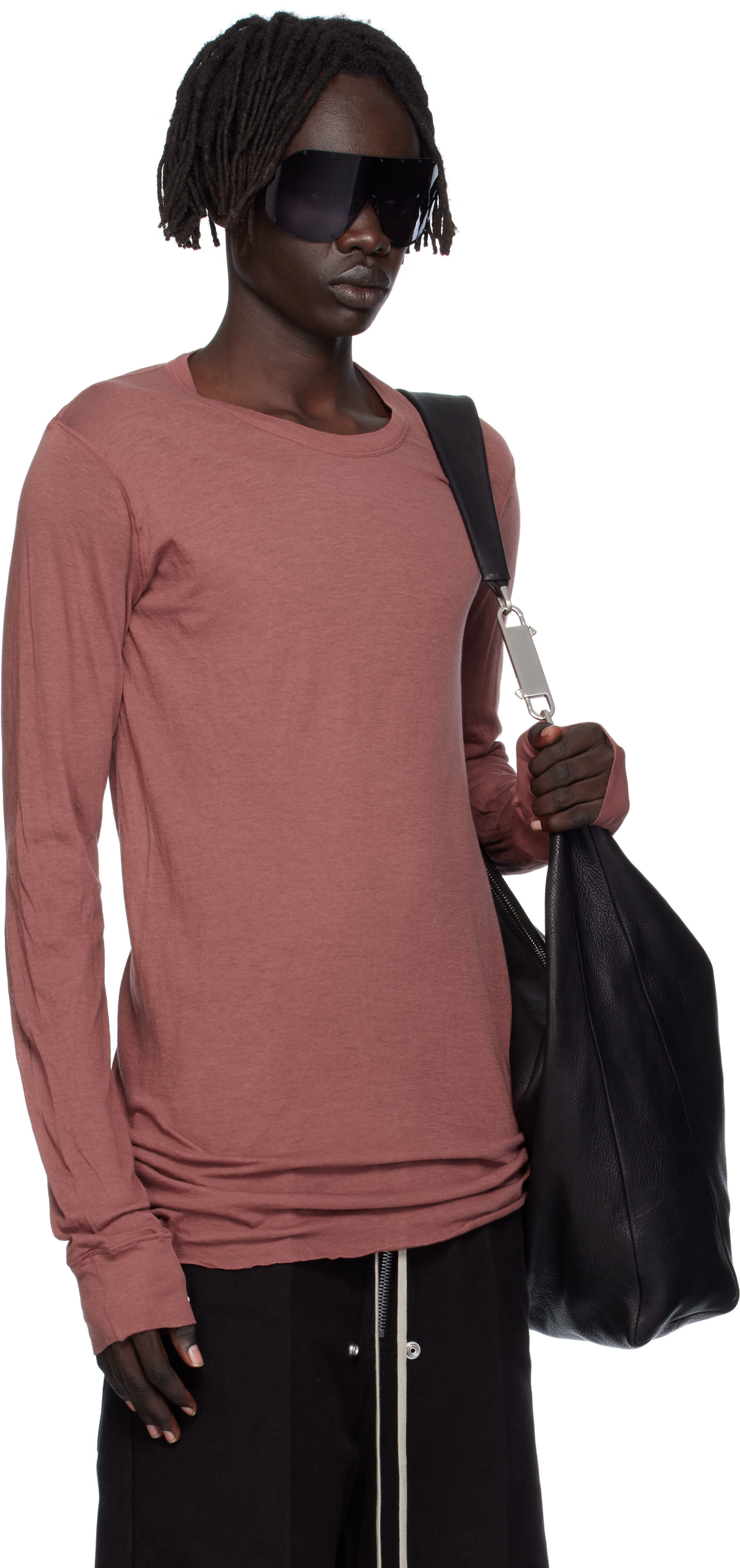 Rick Owens Pink Concordians Basic Ls T-shirt In Burgundy