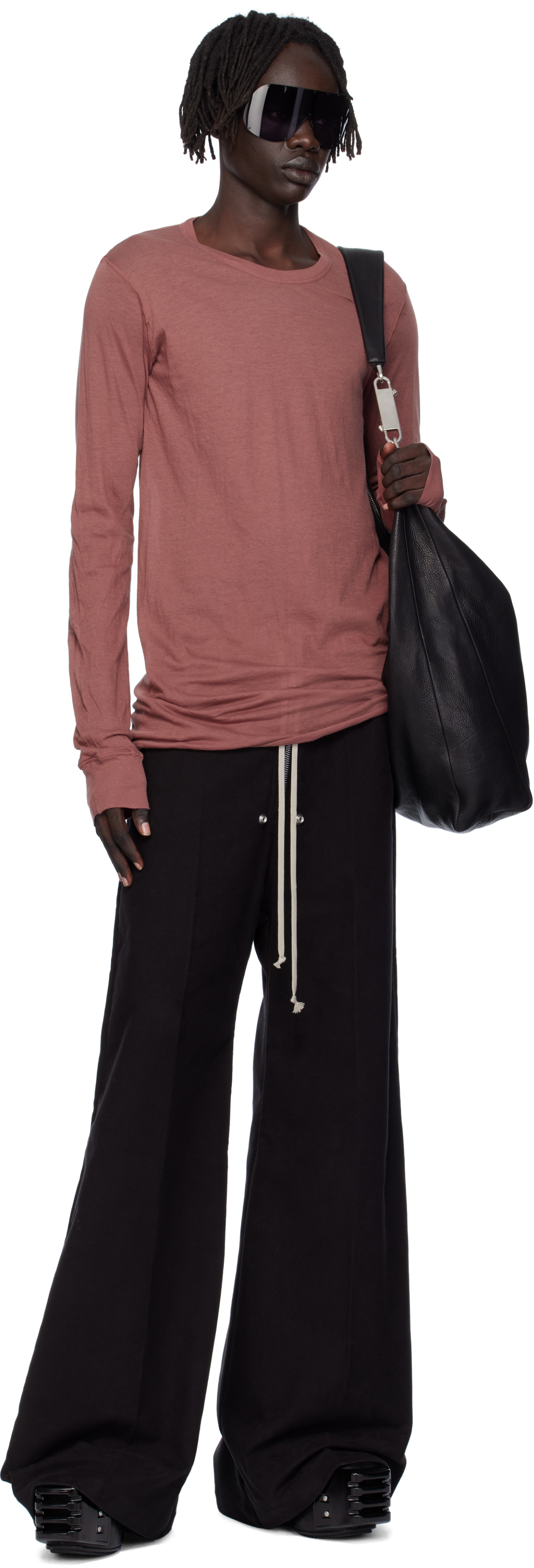 Rick Owens Pink Concordians Basic Ls T-shirt In Burgundy