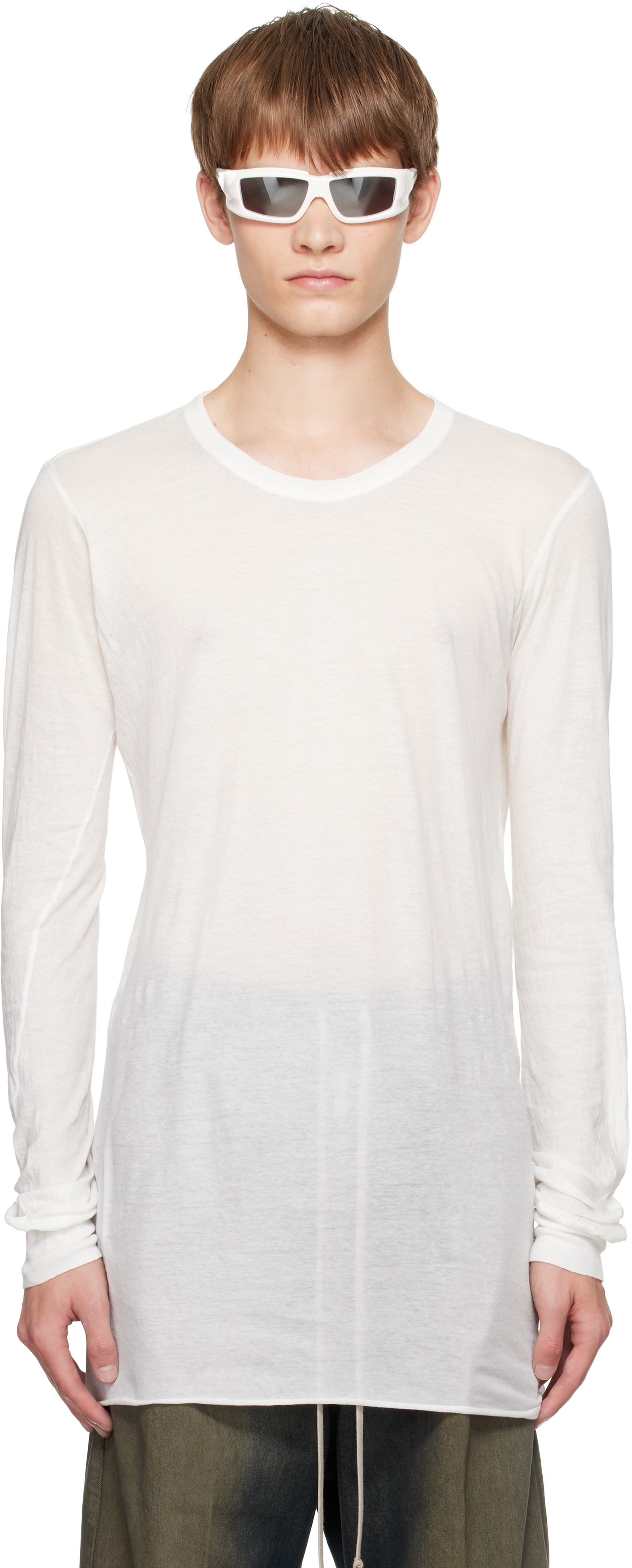 Rick Owens: オフホワイト Concordians Basic 長袖Tシャツ