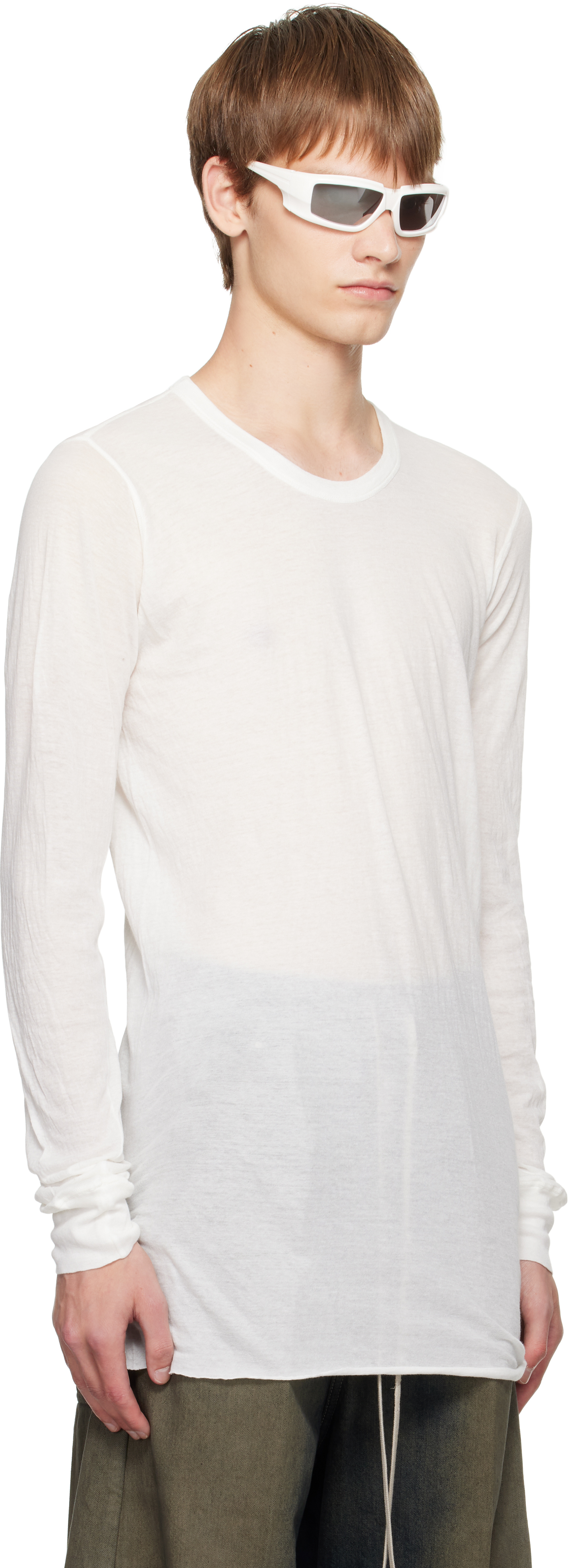 Rick Owens T-shirt With Round Neck And Long Sleeves