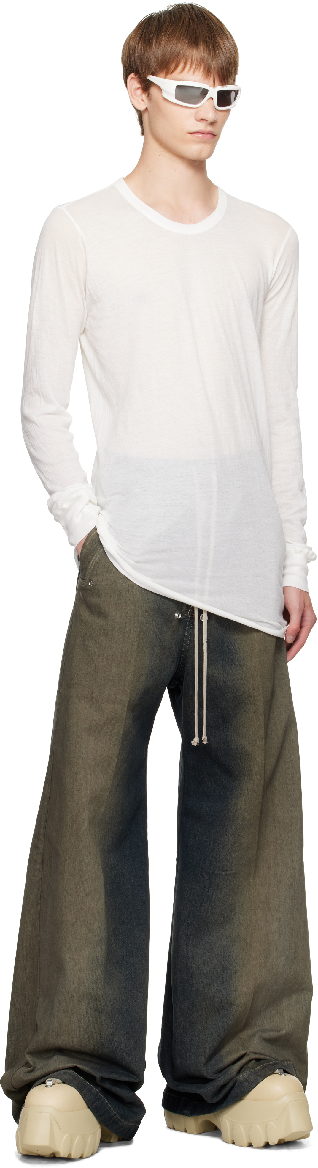 Rick Owens T-shirt With Round Neck And Long Sleeves