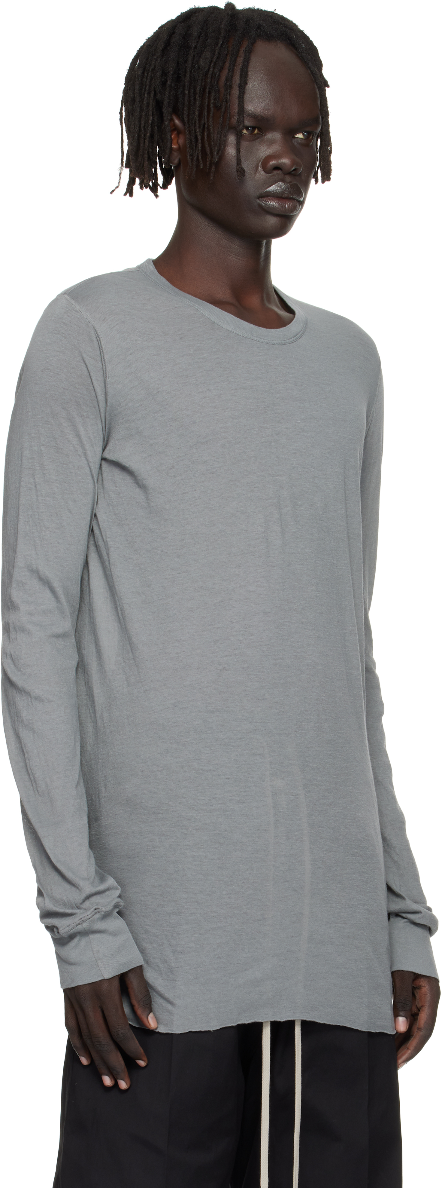 Rick Owens Gray Concordians Basic Ls T-shirt In Gray