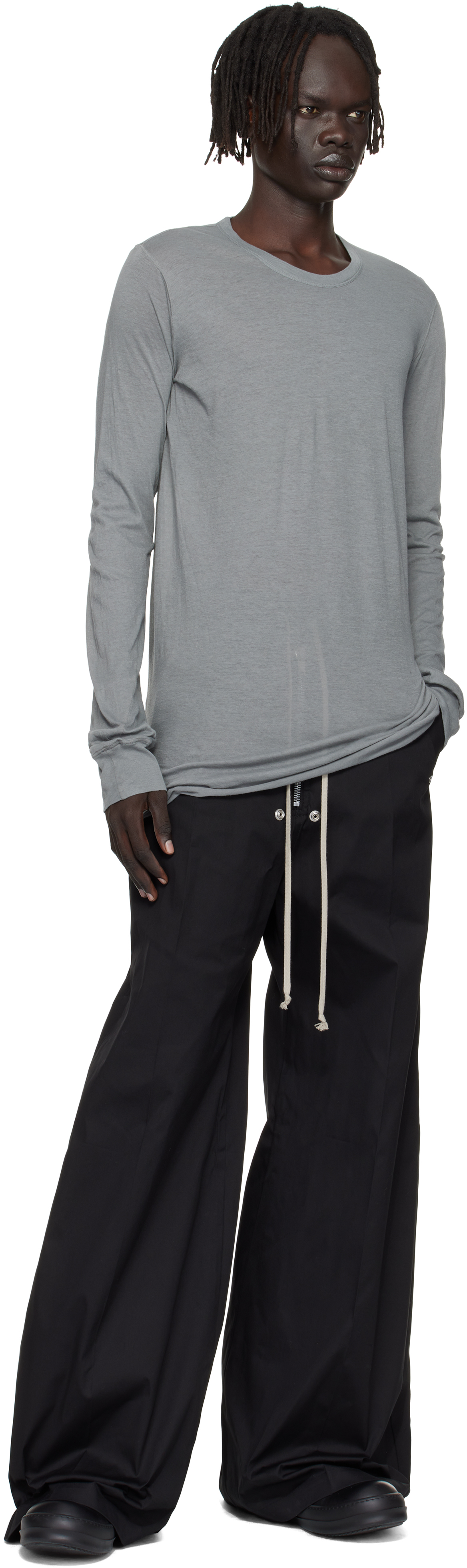 Rick Owens Gray Concordians Basic Ls T-shirt In Gray