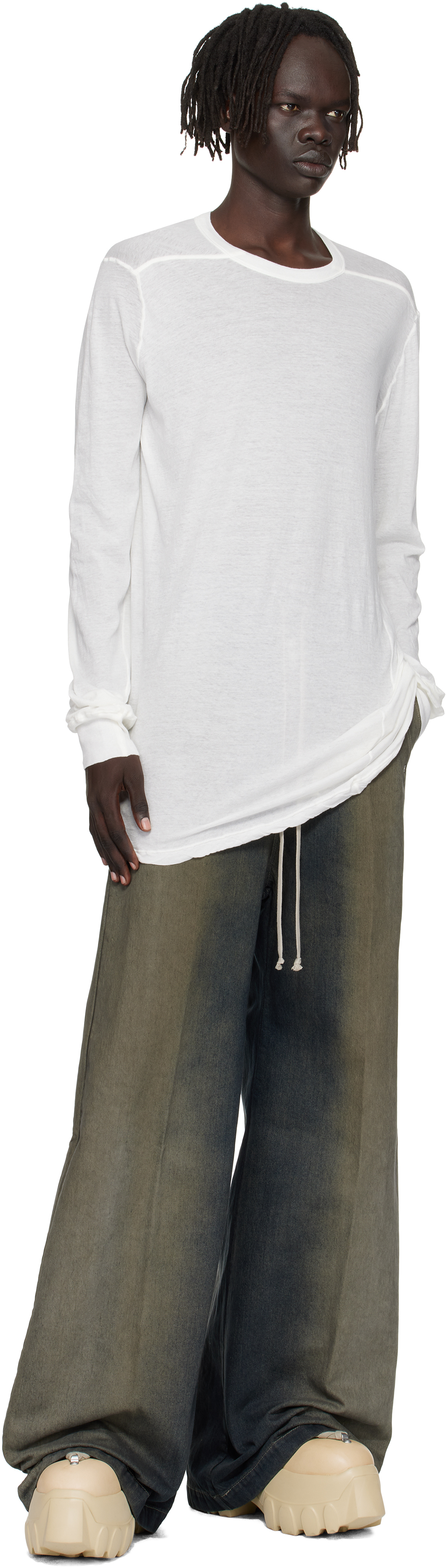 Rick Owens Off-white Concordians Level Ls T-shirt In White