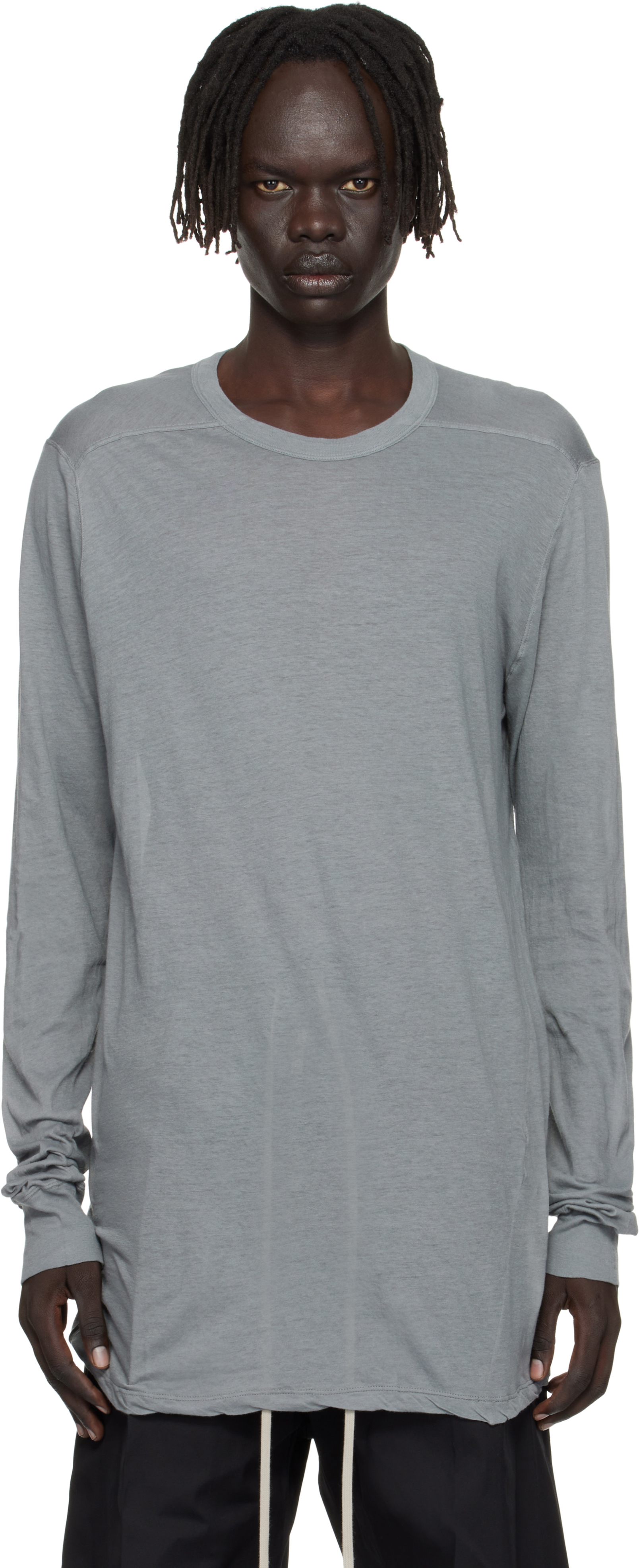 Rick Owens Gray Concordians Level Ls T-shirt In Gray