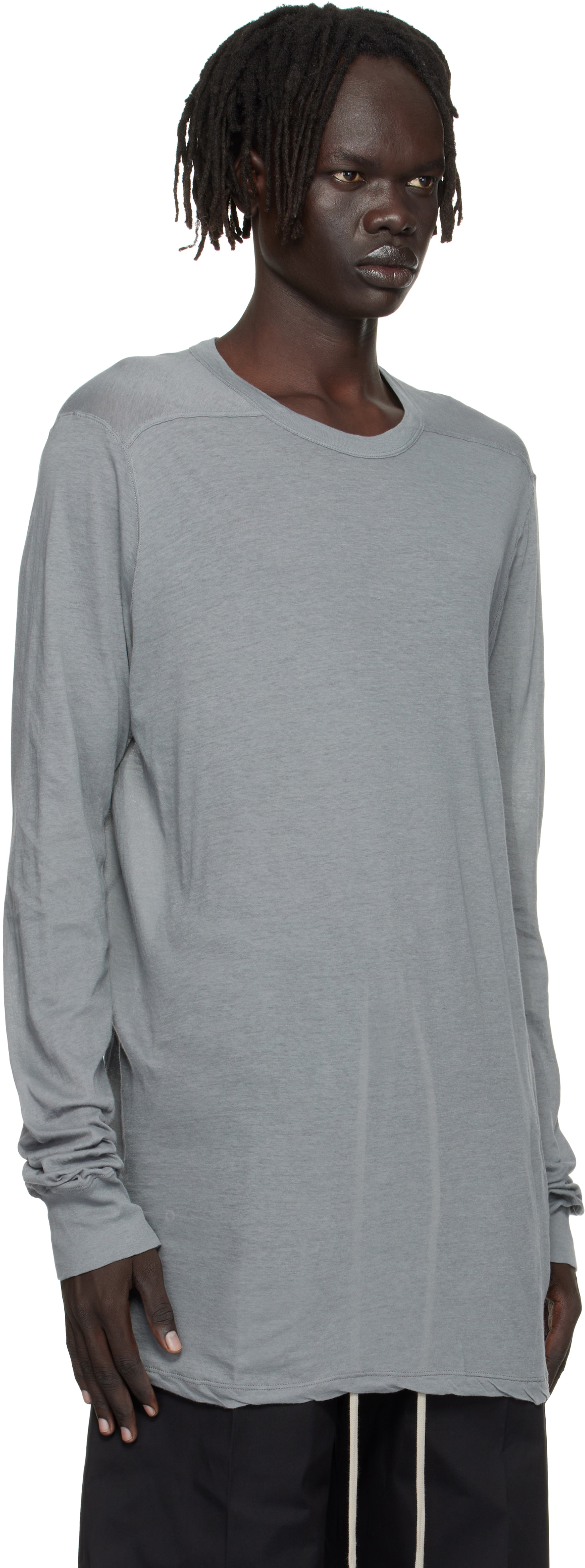 Rick Owens Gray Concordians Level Ls T-shirt In Gray