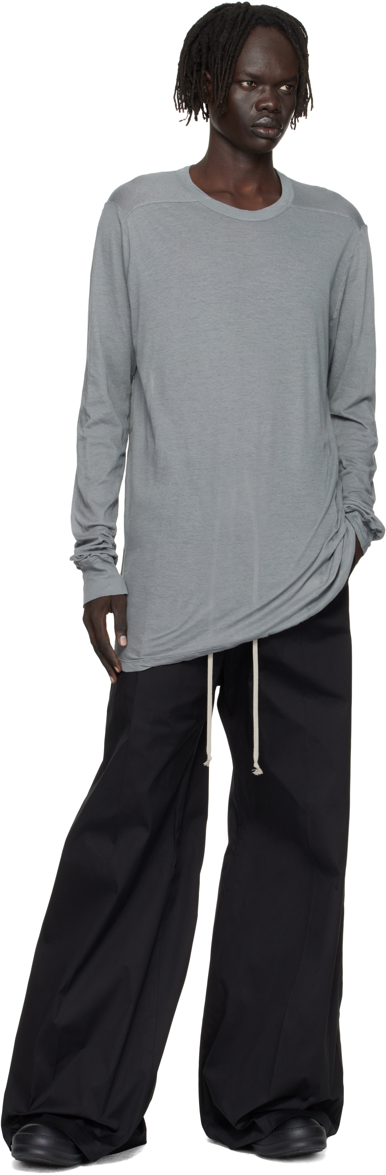 Rick Owens Gray Concordians Level Ls T-shirt In Gray