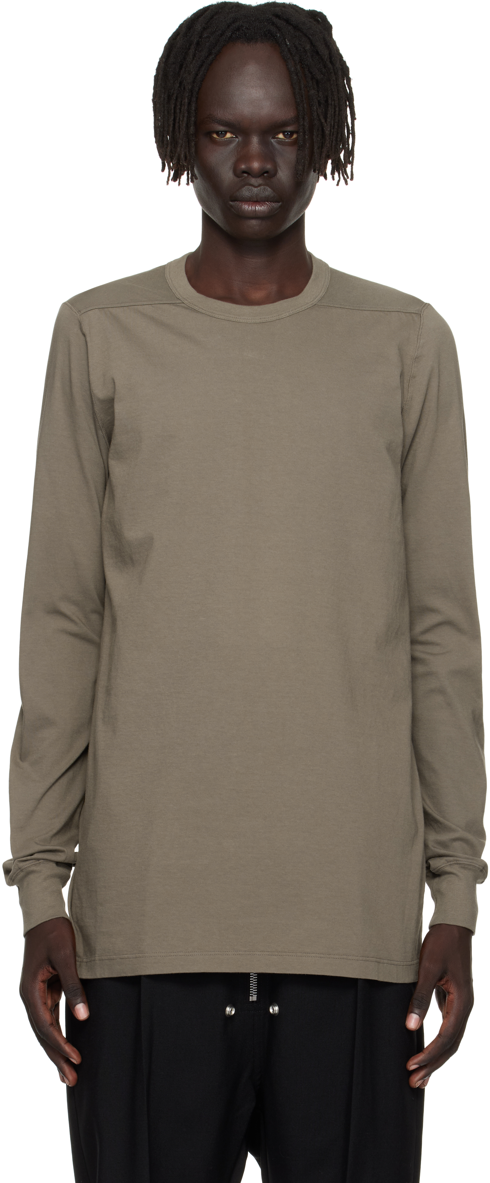 Rick Owens Gray Concordians Level Ls T-shirt In Neutral