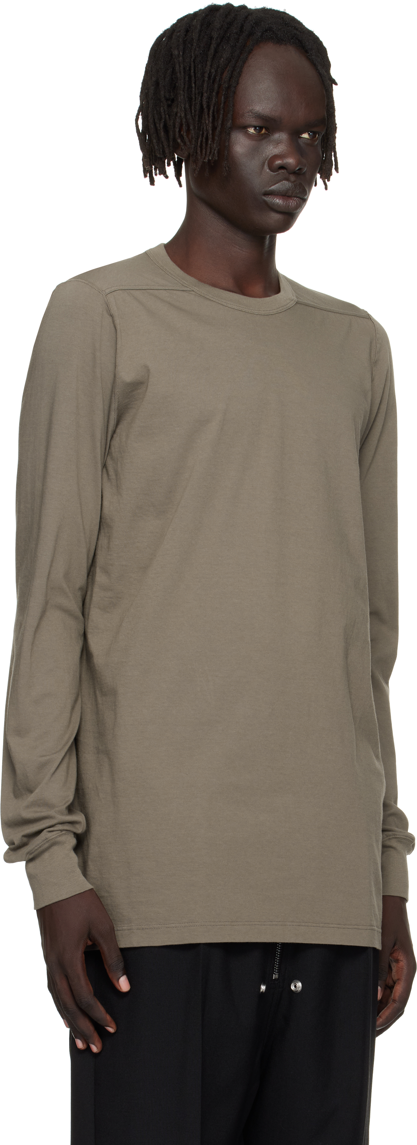 Rick Owens Gray Concordians Level Ls T-shirt In Neutral