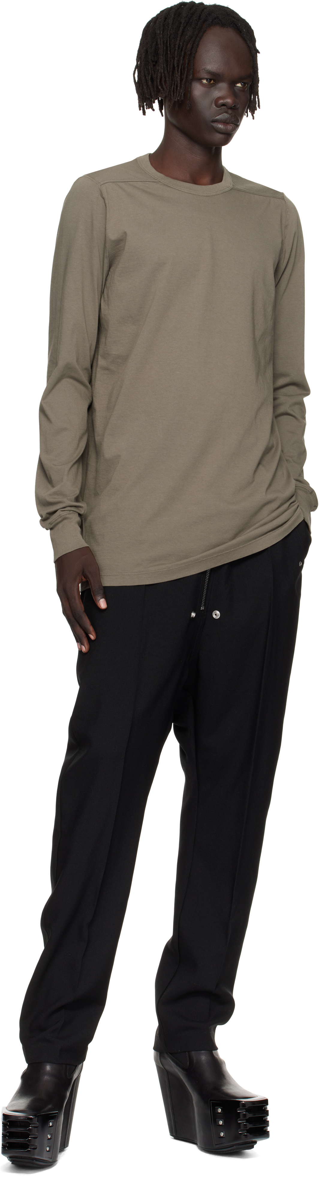 Rick Owens Gray Concordians Level Ls T-shirt In Neutral
