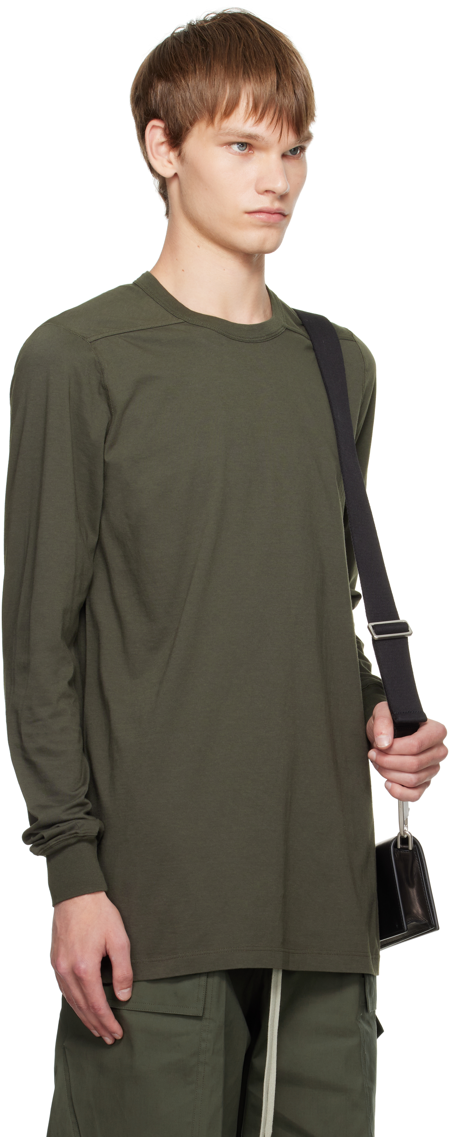 Rick Owens Khaki Concordians Level Ls T-shirt In Animal Print