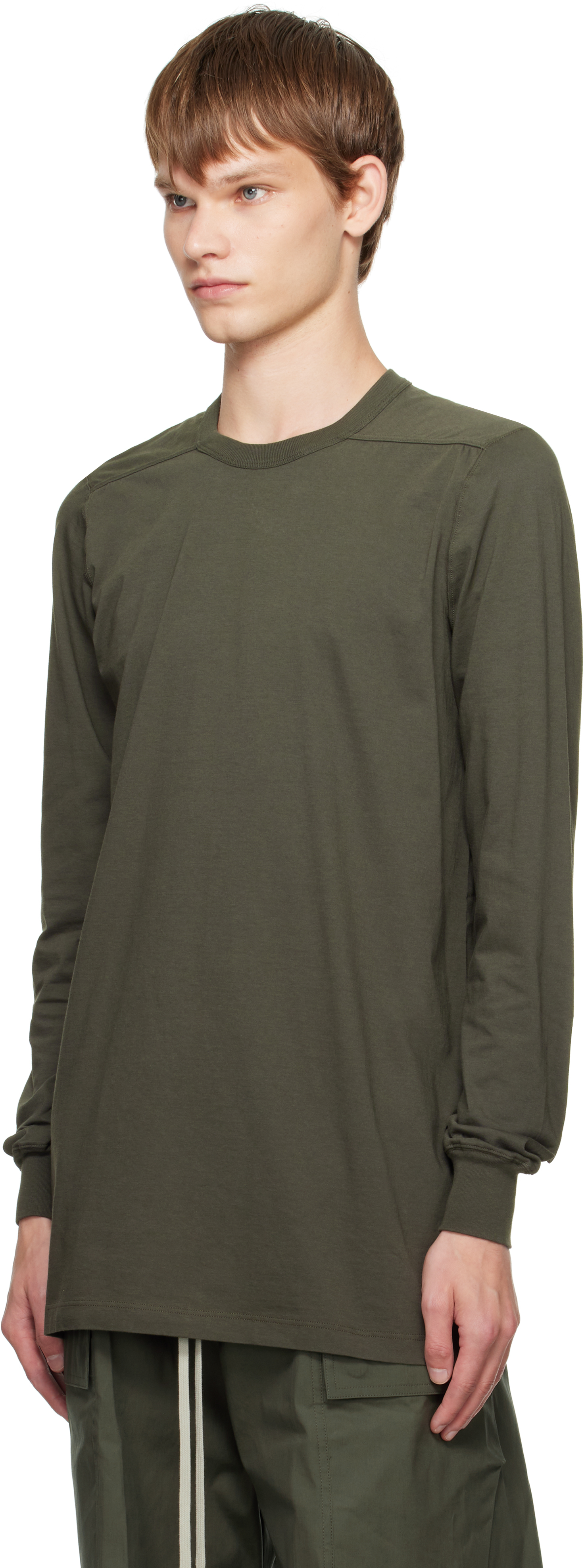 Rick Owens Khaki Concordians Level Ls T-shirt In Animal Print