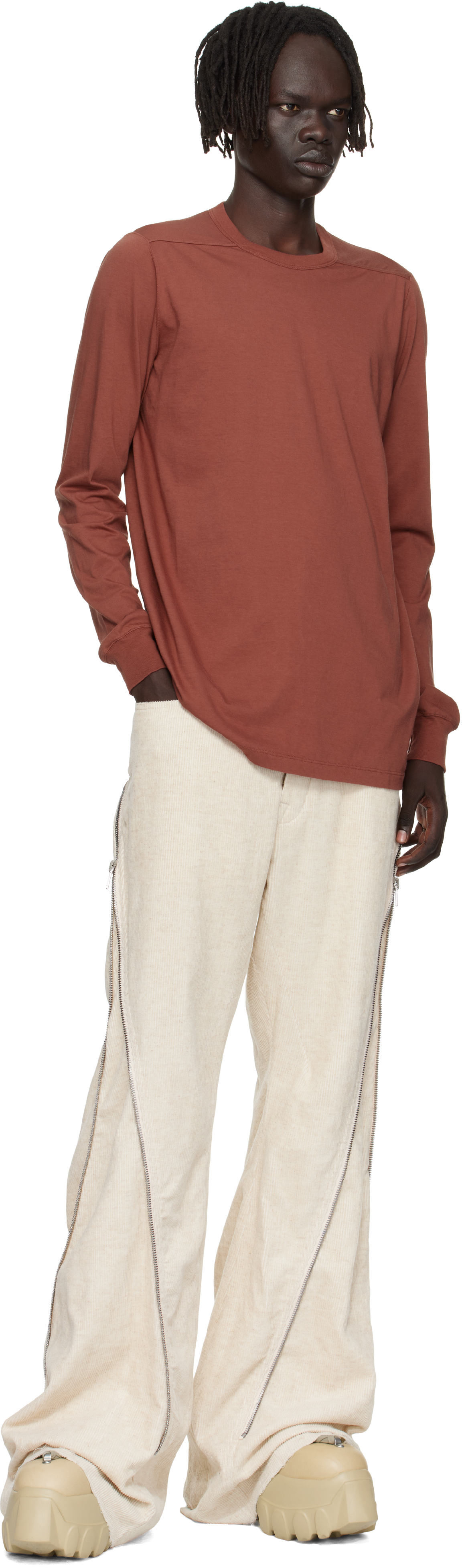 Rick Owens Pink Concordians Short Level T-shirt In Brown