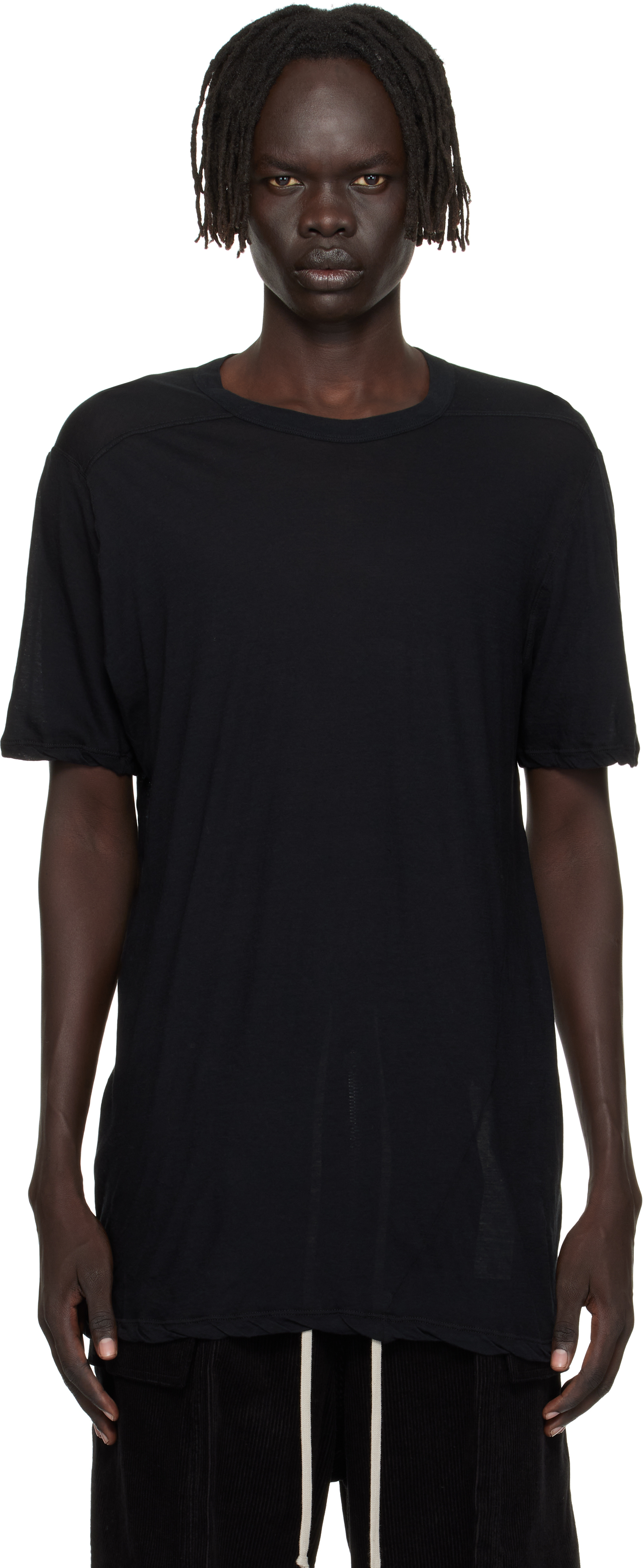 Rick Owens Black Concordians Short Level T-shirt In Black