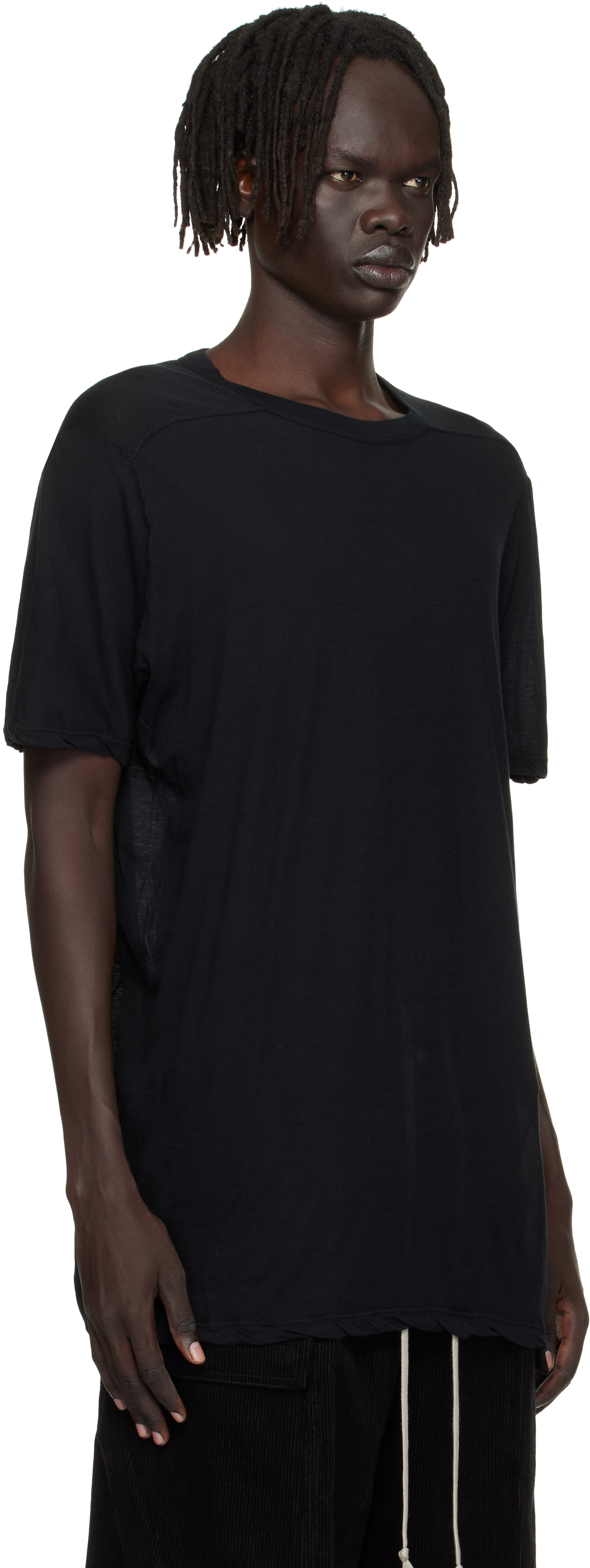 Rick Owens Black Concordians Short Level T-shirt In Black
