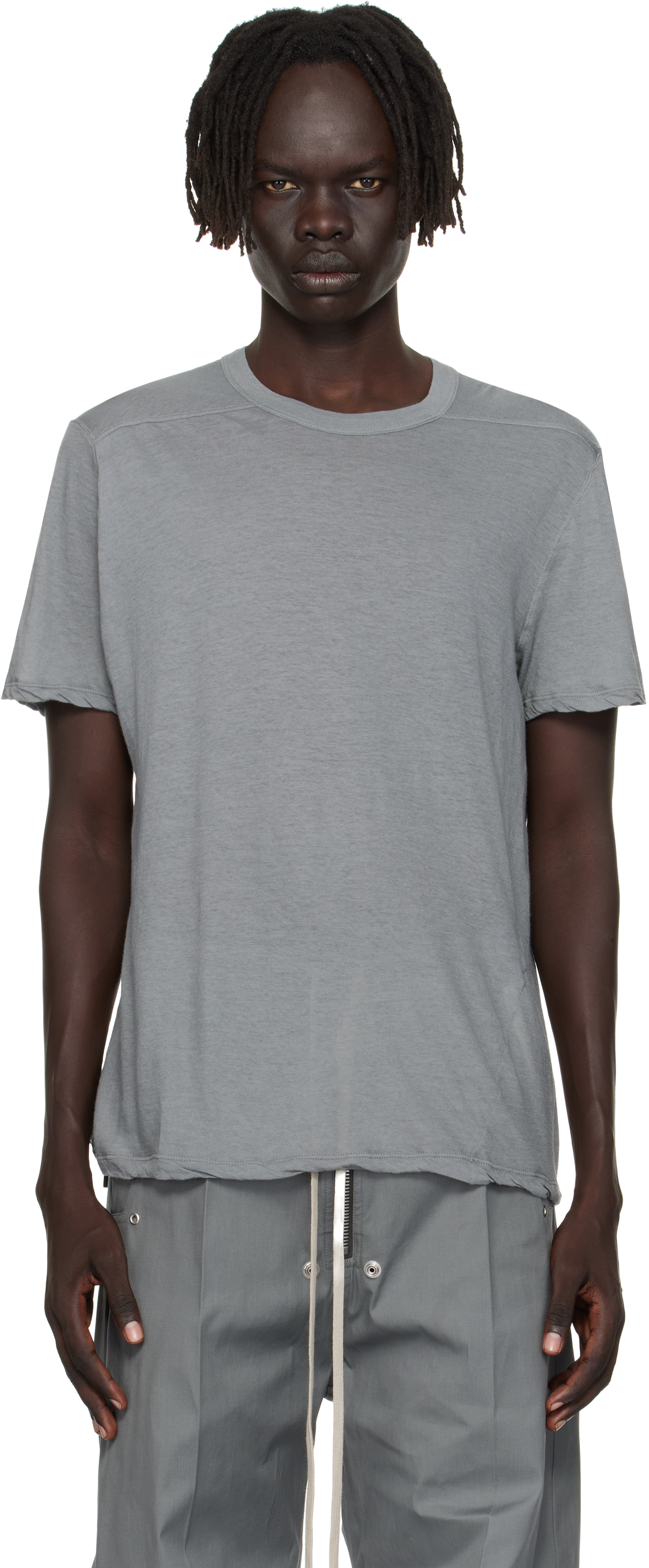 Rick Owens Gray Concordians Short Level T-shirt In Gray