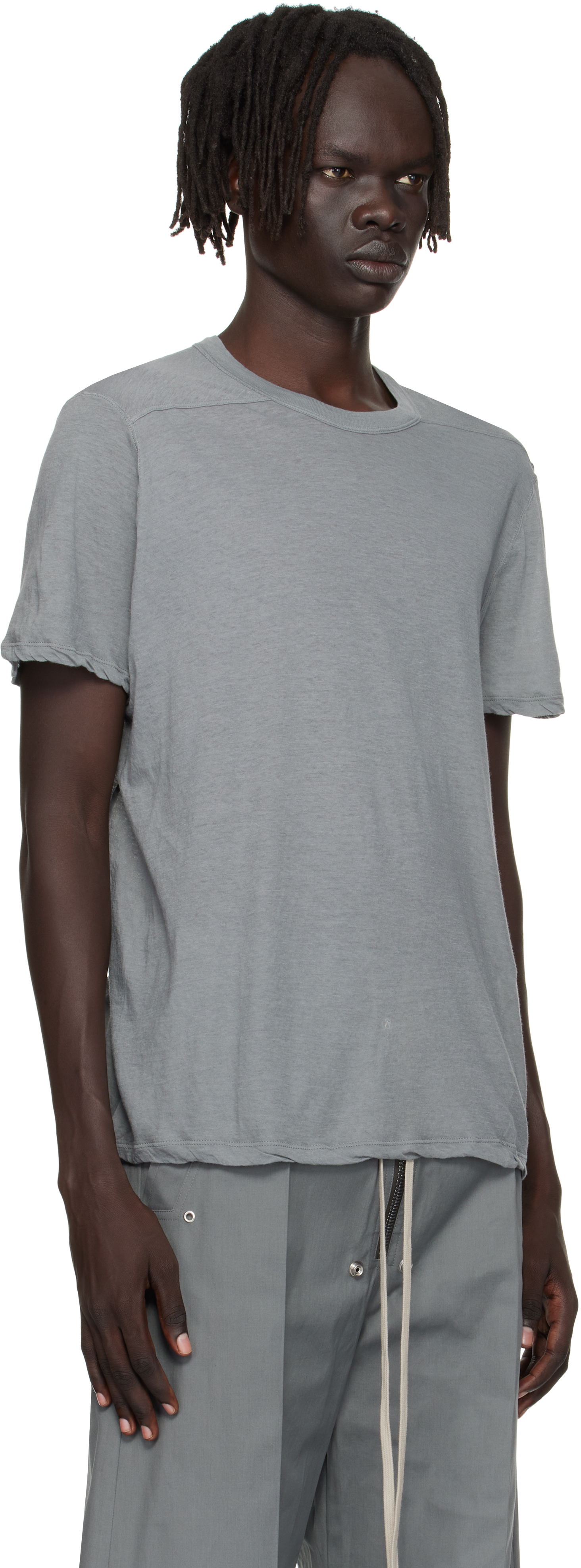 Rick Owens Gray Concordians Short Level T-shirt In Gray