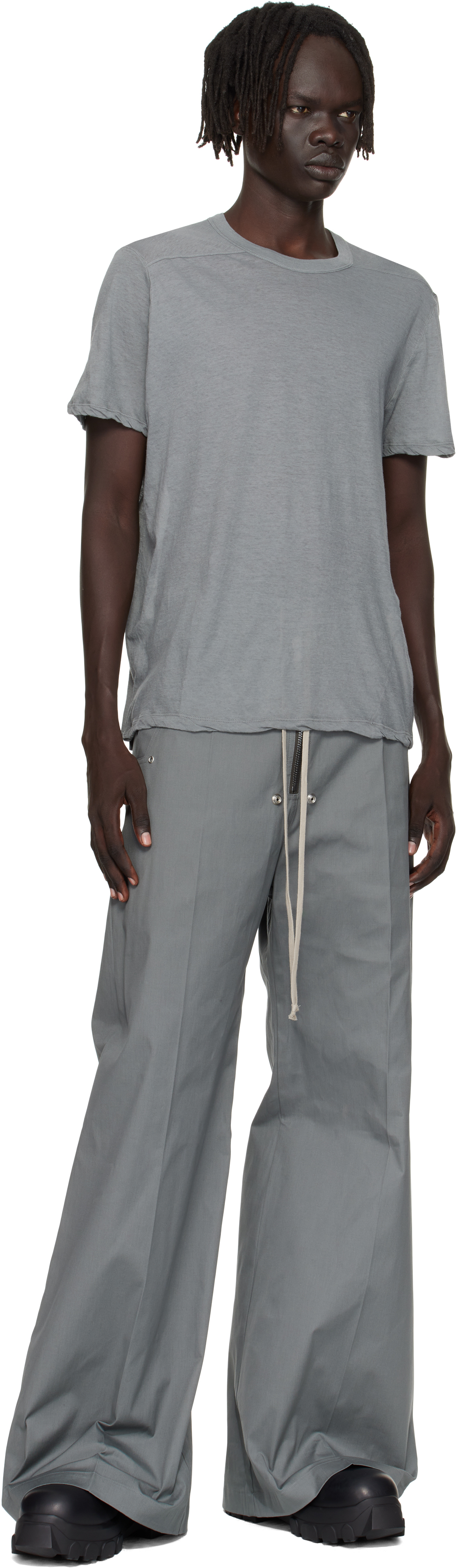 Rick Owens Gray Concordians Short Level T-shirt In Gray