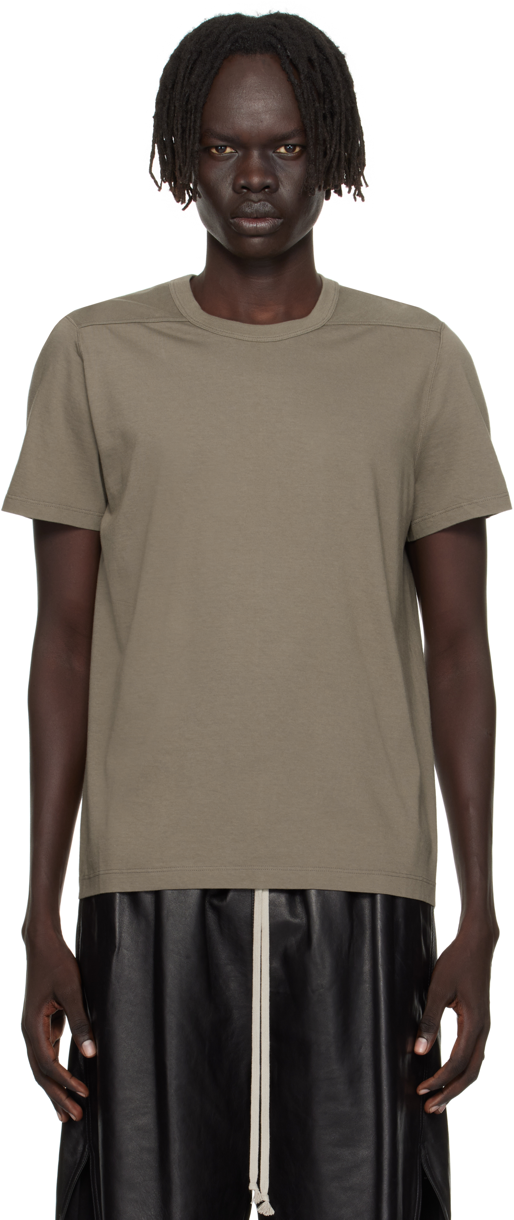 Rick Owens Gray Concordians Short Level T-shirt In Brown