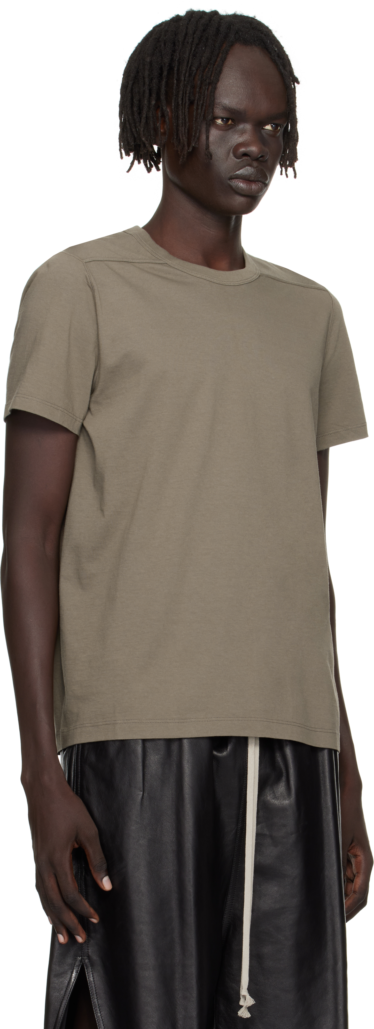 Rick Owens Gray Concordians Short Level T-shirt In Brown