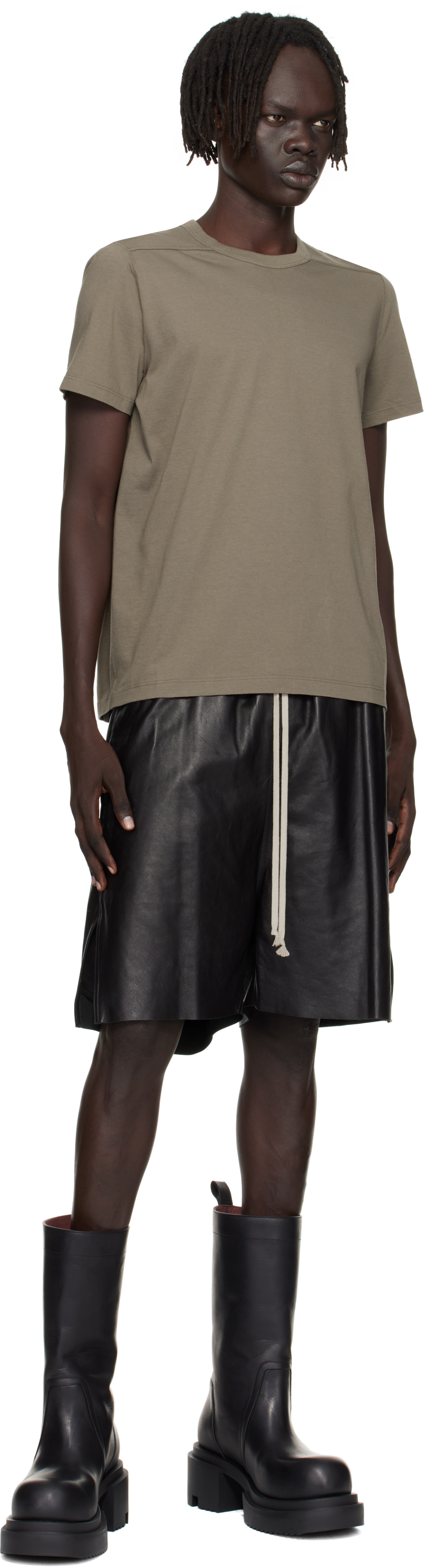 Rick Owens Gray Concordians Short Level T-shirt In Brown