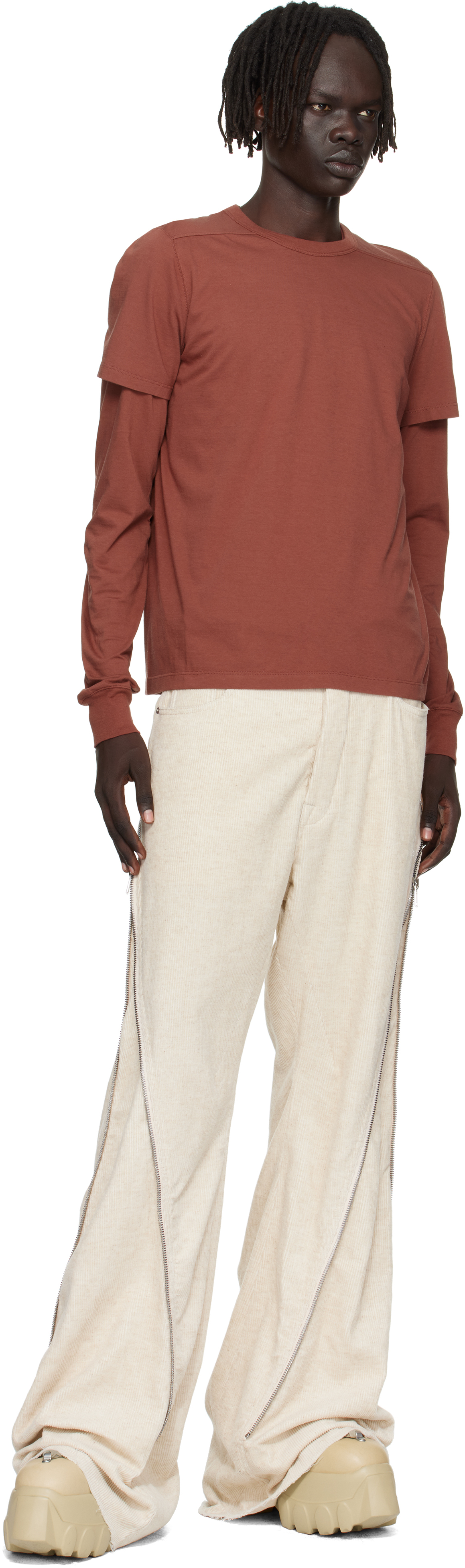 Rick Owens Pink Concordians Short Level T-shirt In Orange