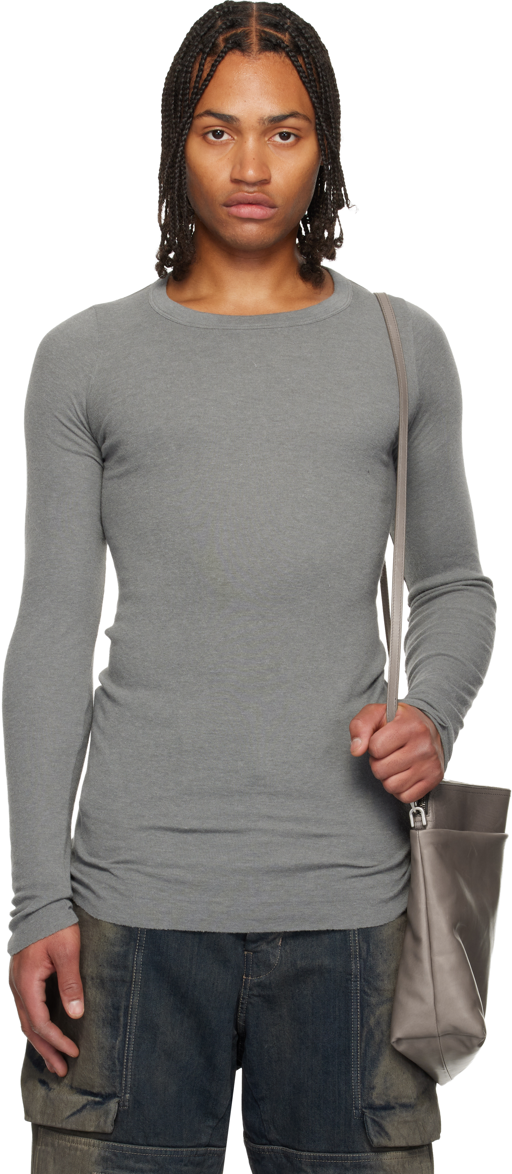 Rick Owensのグレー Concordians リブ 長袖Tシャツがセール中