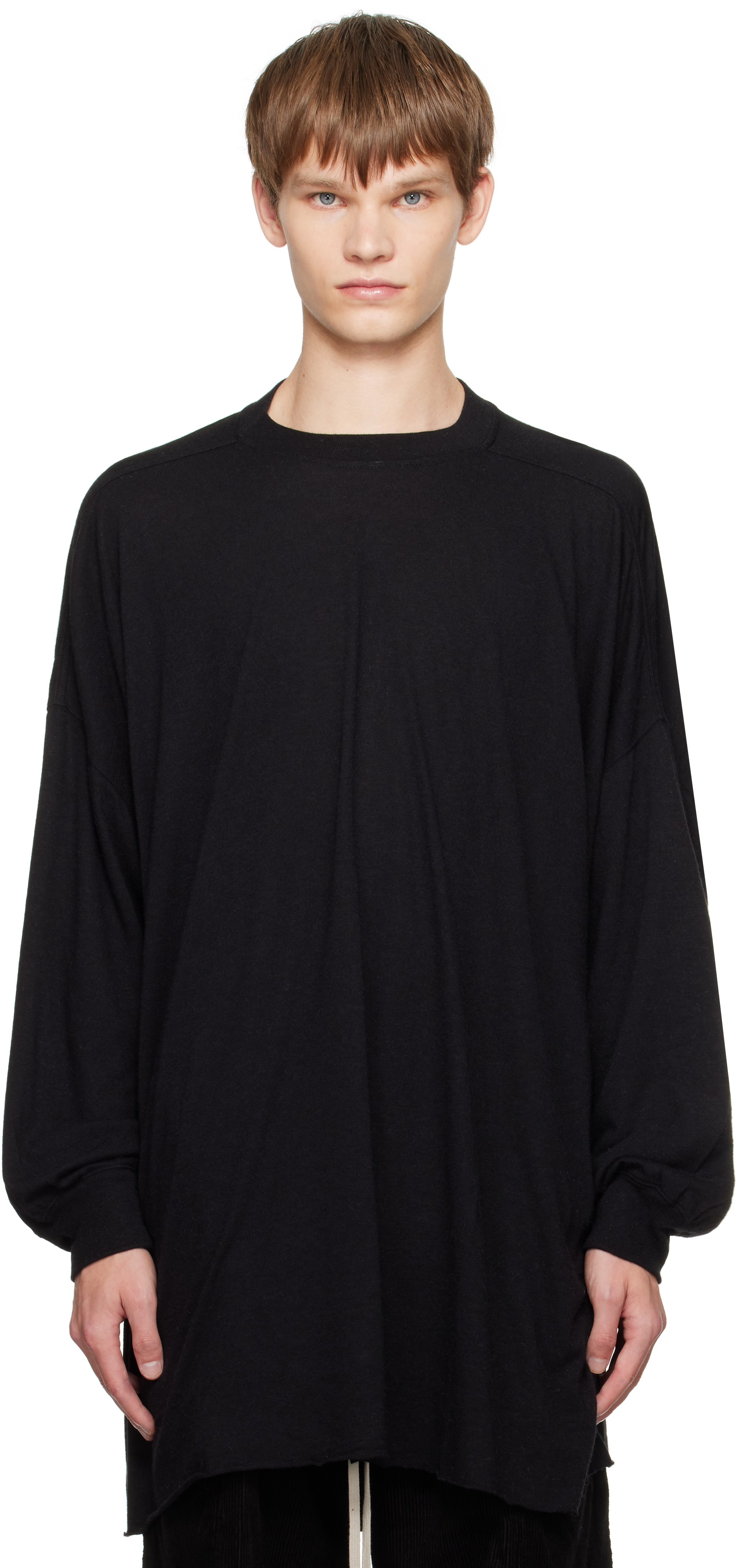 Rick Owens Black Concordians Tommy Ls T-shirt In Black