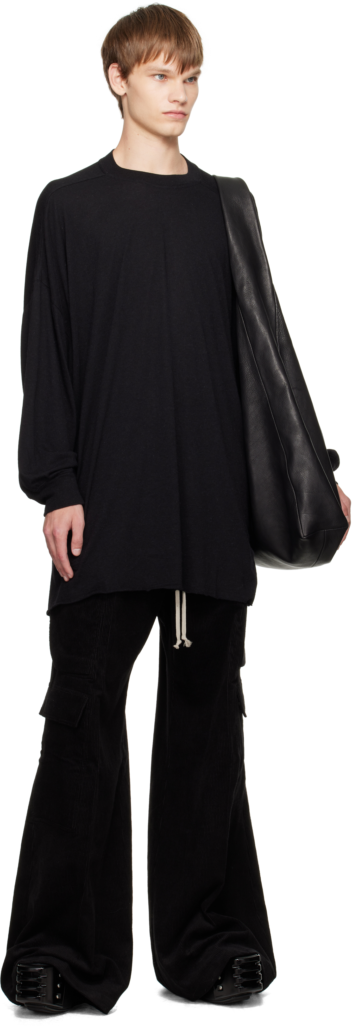 Rick Owens Black Concordians Tommy Ls T-shirt In Black
