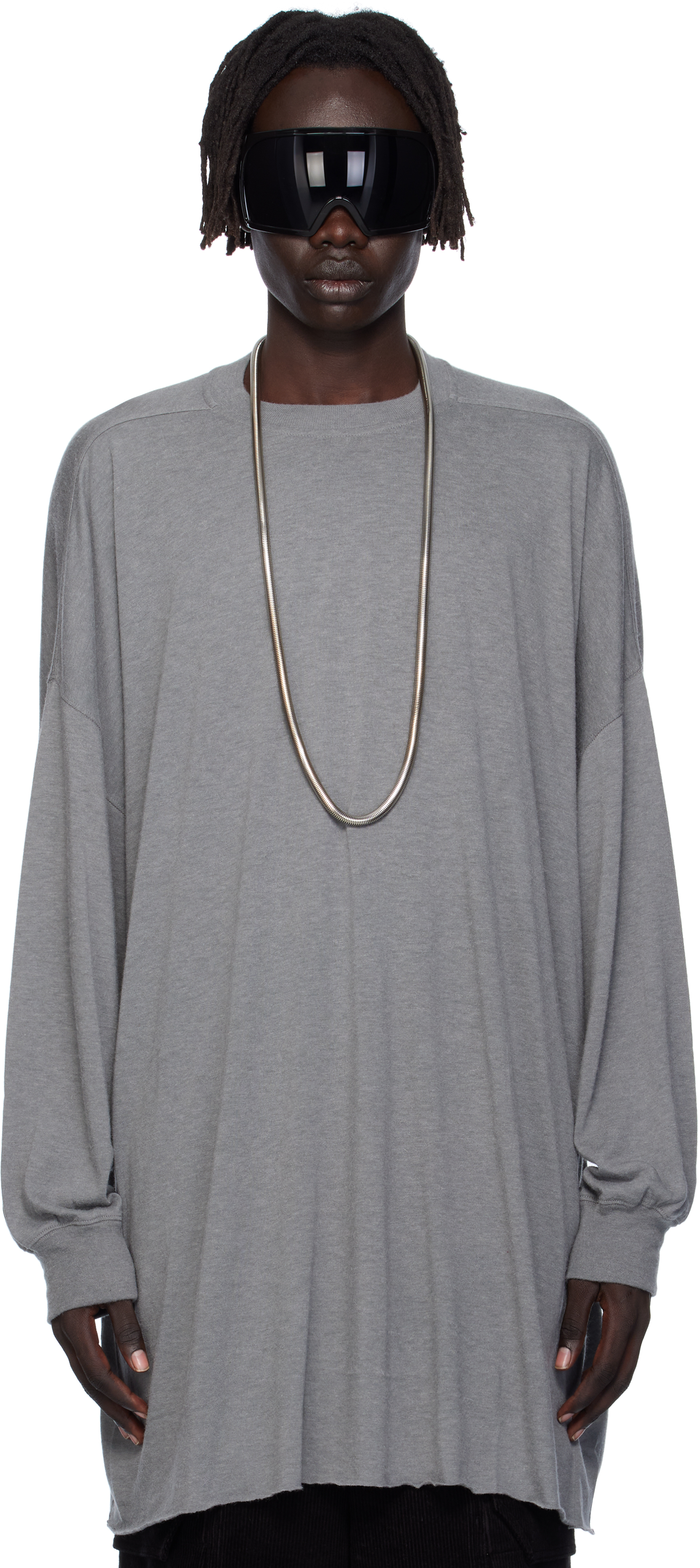 Rick Owens Gray Concordians Tommy Ls T-shirt In Gray