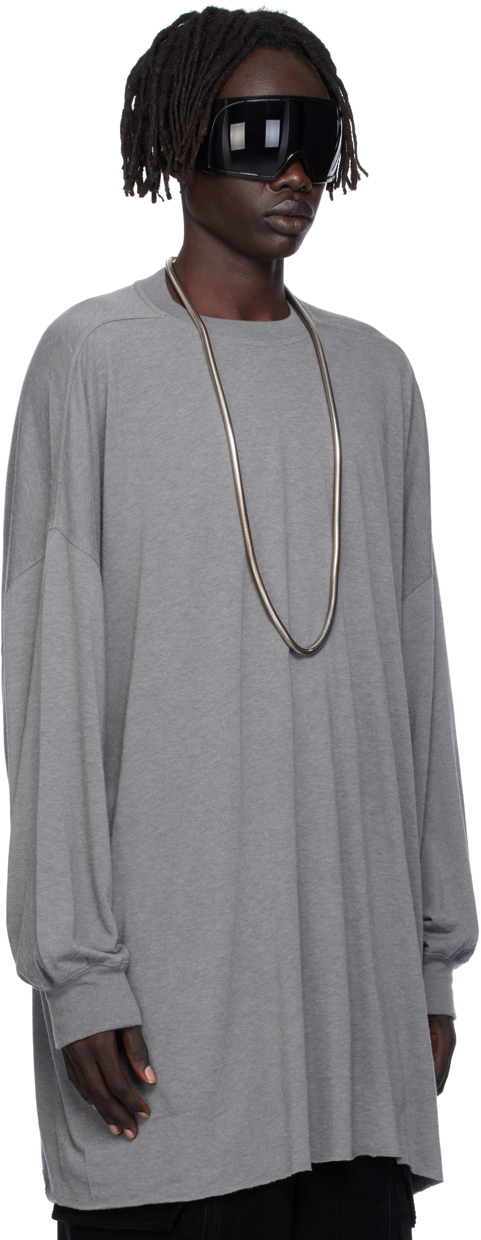 Rick Owens Gray Concordians Tommy Ls T-shirt In Gray