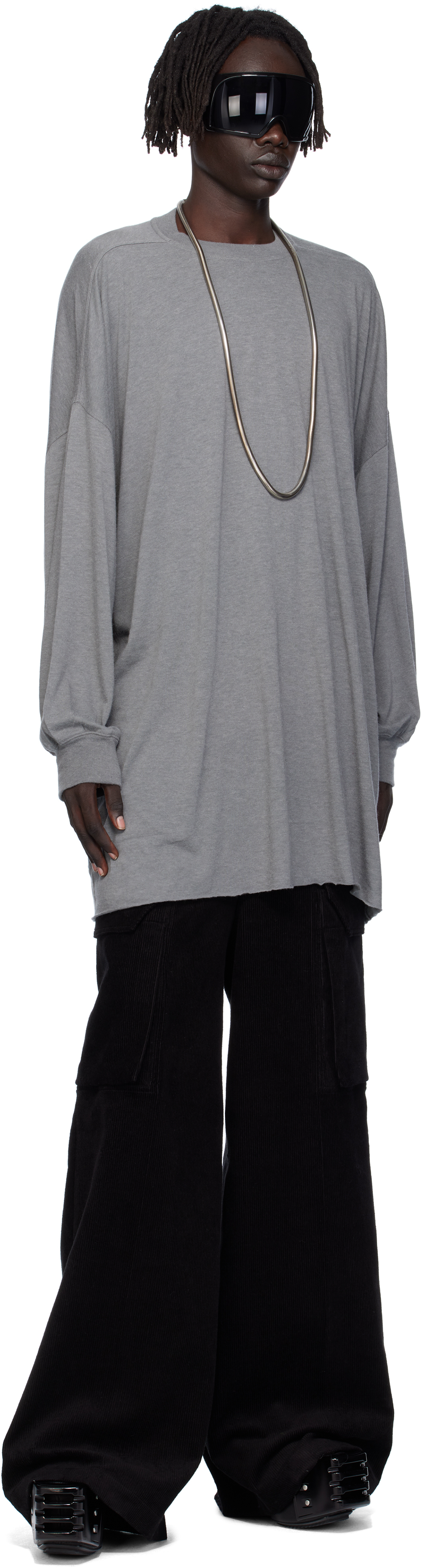 Rick Owens Gray Concordians Tommy Ls T-shirt In Gray