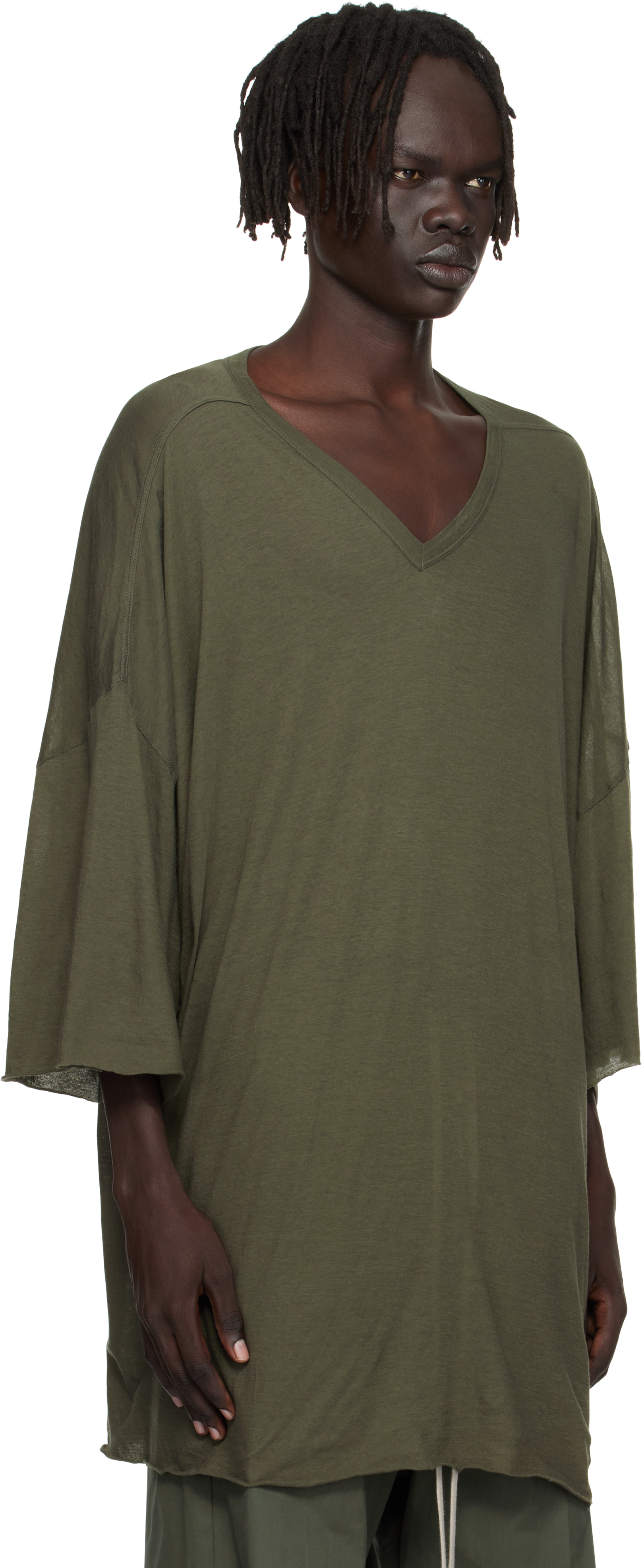 Rick Owens Khaki Concordians V Tommy T-shirt In Green