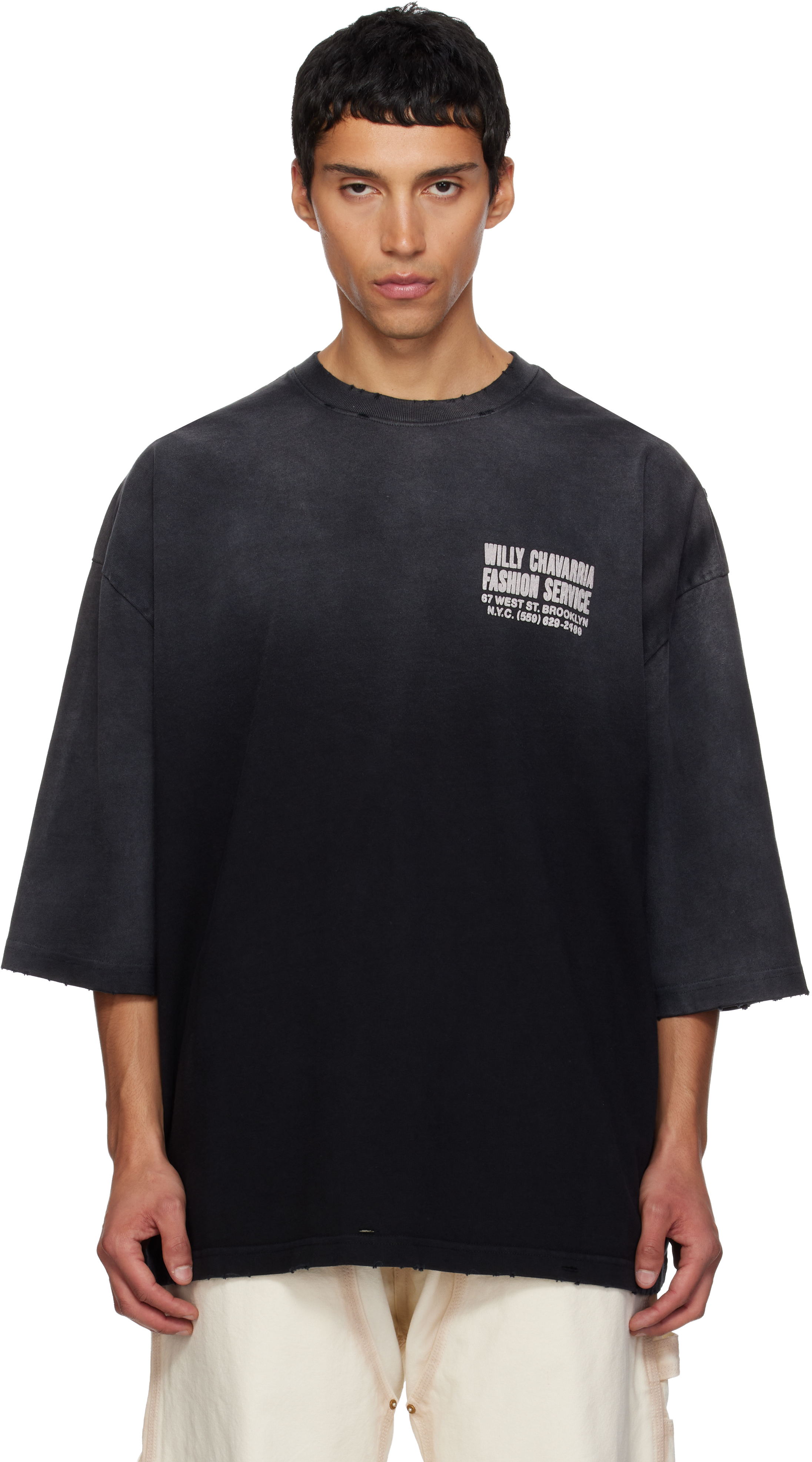 WILLY CHAVARRIA: Black 'Fashion Services' Buffalo T-shirt | SSENSE