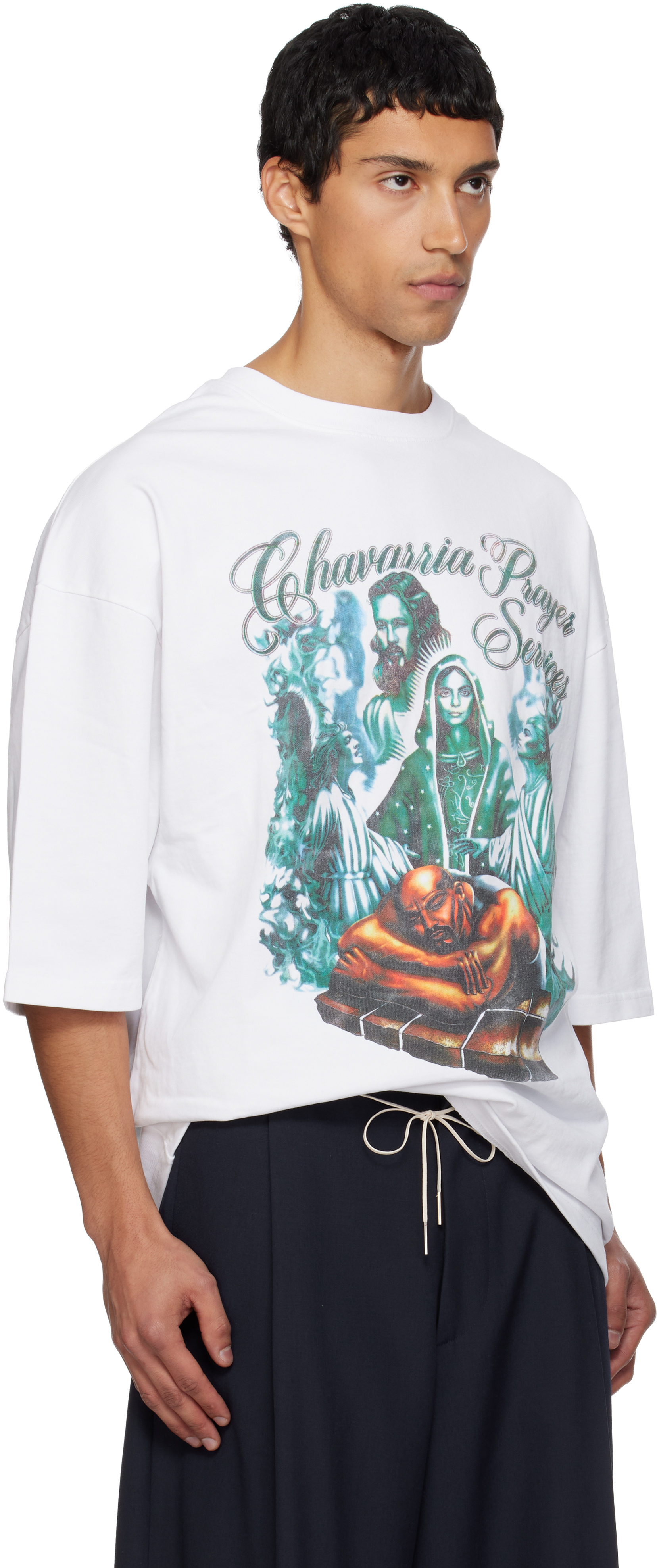 Willy Chavarria White 'chavarria Prayer Services' T-shirt In White