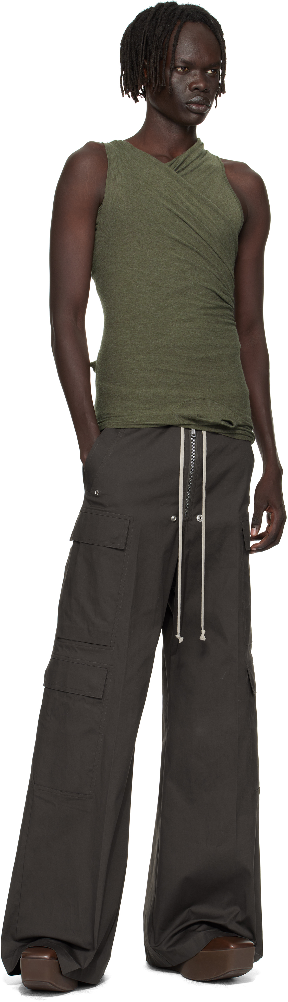 Rick Owens Khaki Concordians Hollywood Banana Top In Green