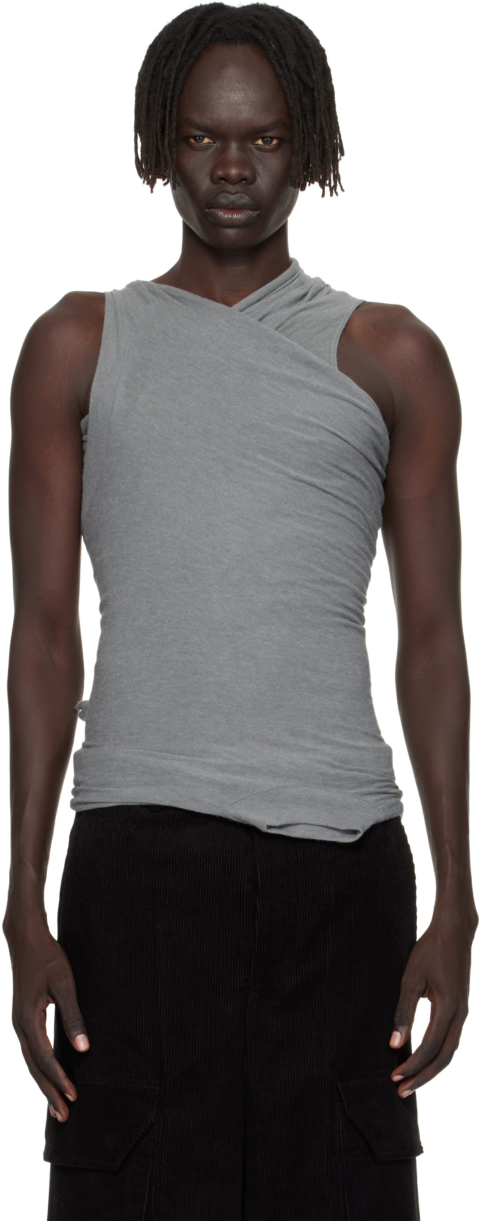 トップス Rick Owens banana tops Rick Owens: Gray Concordians Hollywood Banana Top | SSENSE