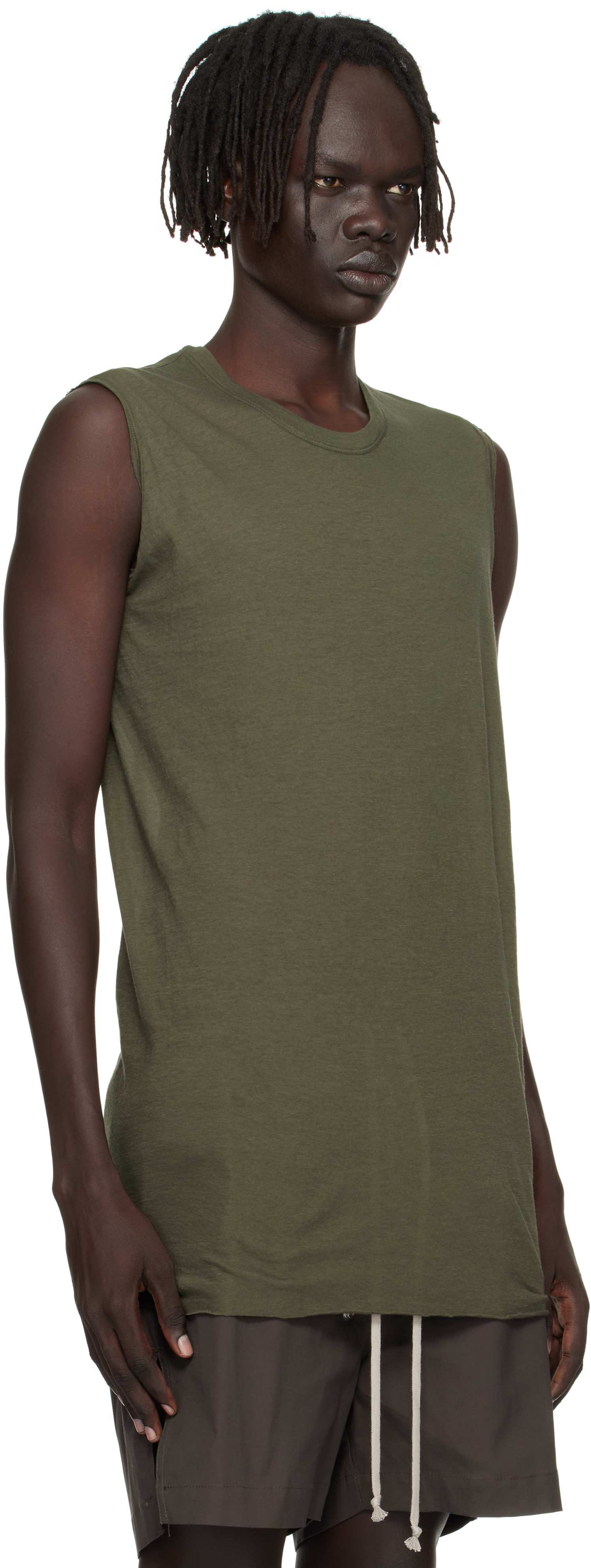 Rick Owens Khaki Concordians Basic Sl Tank Top In Green