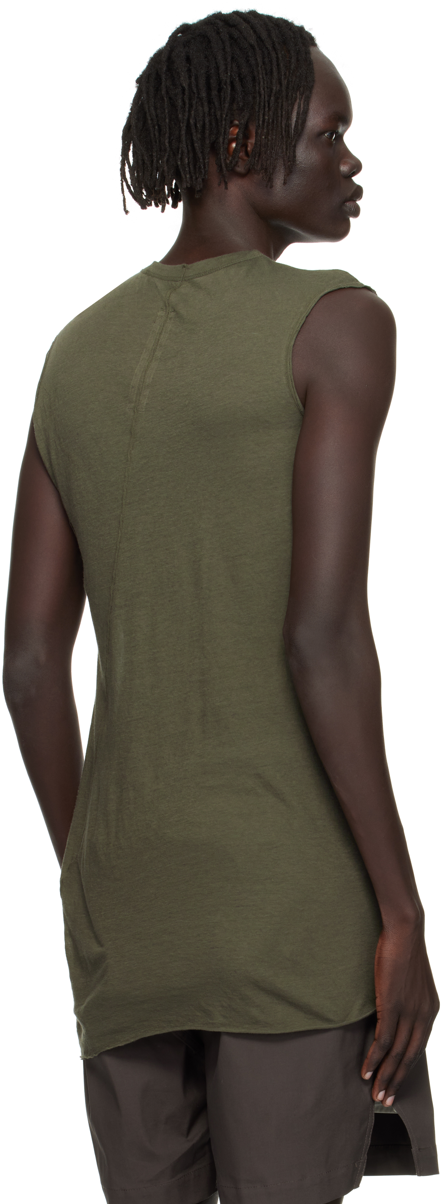 Rick Owens Khaki Concordians Basic Sl Tank Top In Green